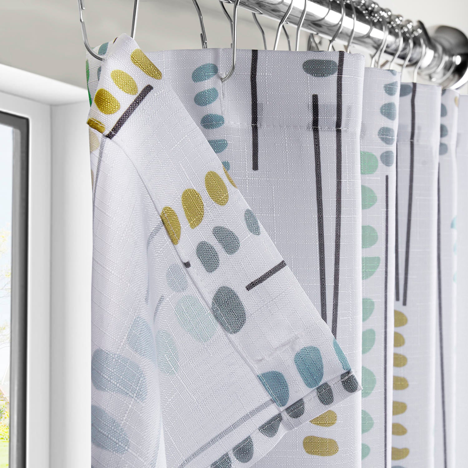 Melody Strands Multi Abstract Blossom Printed Waterproof Shower Curtain - Stylish Bathroom Decor for Modern Homes & Guest Bathrooms