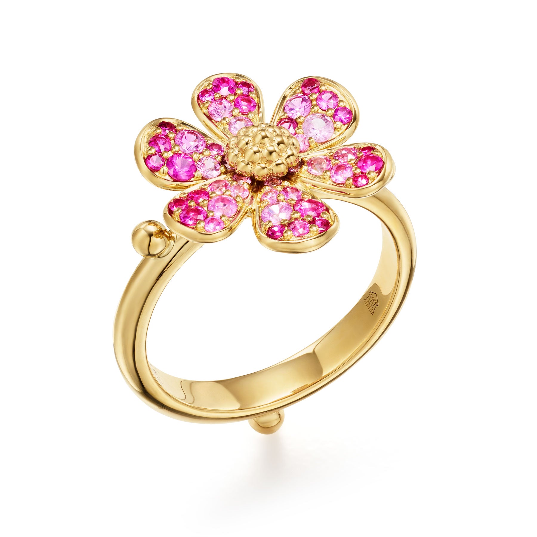 Temple St. Clair Pink Sapphire and Ruby Floral Ring - Elegant Jewelry for Women, Perfect for Weddings, Anniversaries and Special Occasions