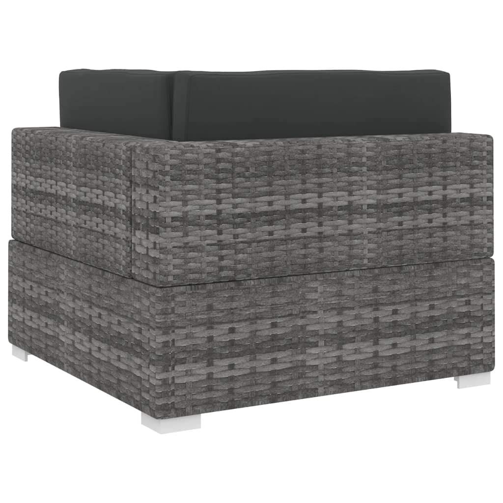 Festnight Outdoor Sectional Sofa Set - Gray Wicker Patio Furniture with Cushions, Powder-Coated Steel Frame - 27.6