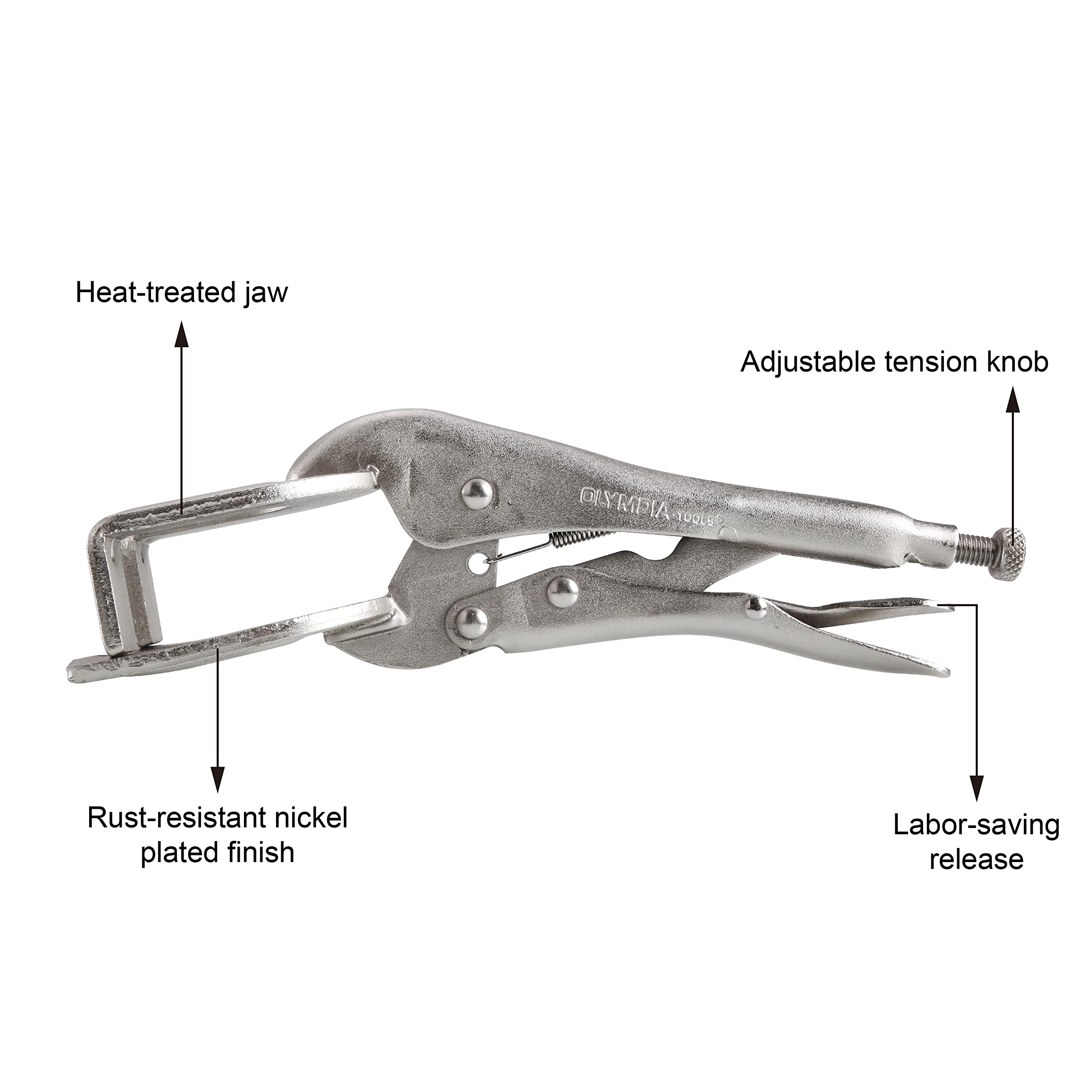 Olympia Tools 9-Inch Locking Pliers with Welding Clamp - Heavy Duty Adjustable Vise Grip for Metalworking, Welding, and DIY Projects (Model 11-409)