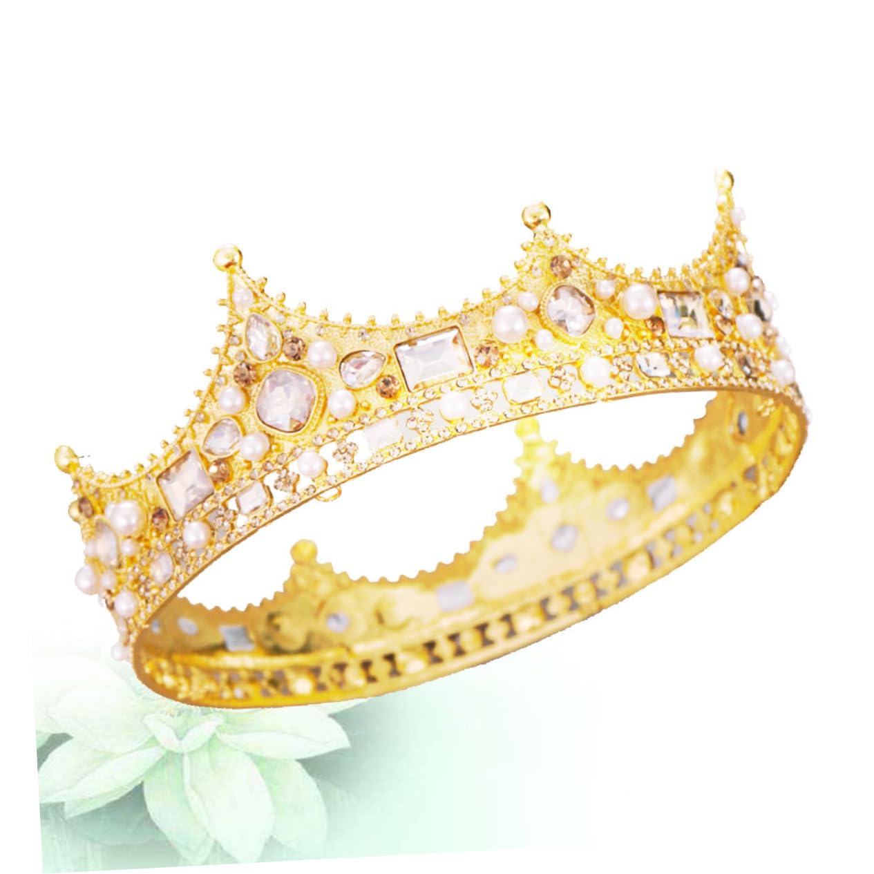 Beavorty Elegant Pearl Tiara Headpiece for Women - Bridal Crown with Rhinestones, Wedding Hair Accessories, Fairy Tiara for Bride, Perfect for Weddings, Prom, Pageants & Special Occasions