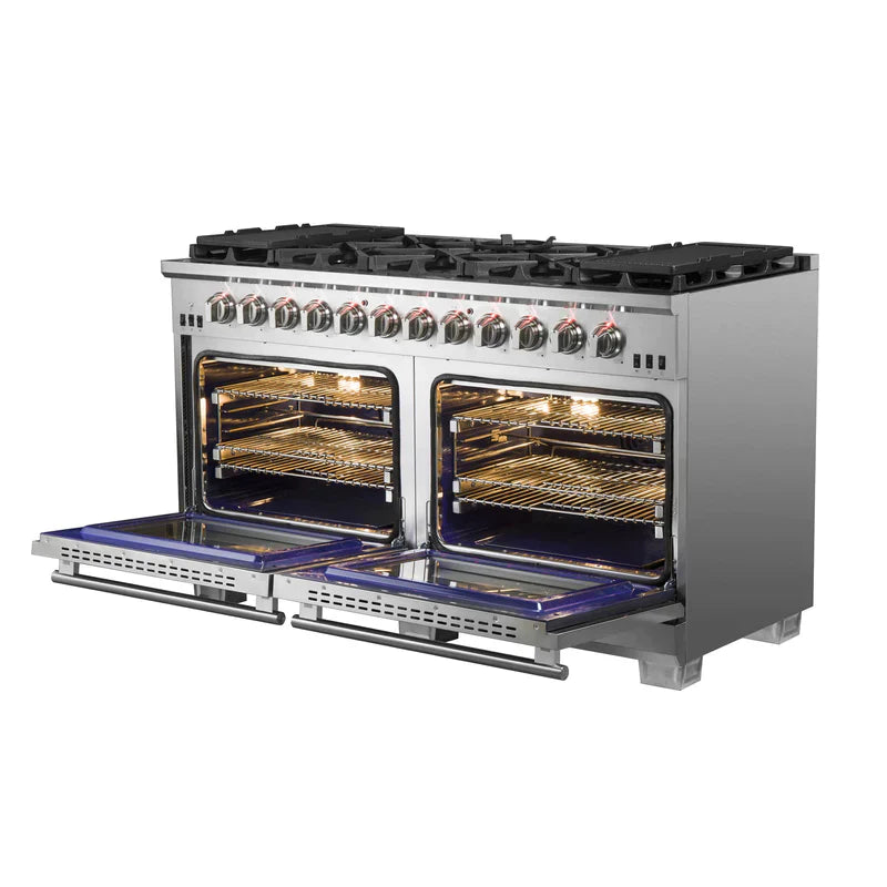 60 Inch Capriasca Gas Range with 10 Burners & 200,000 BTUs - Professional Stainless Steel Commercial Stove for Restaurants, Catering & Home Kitchens - Model FFSGS6260