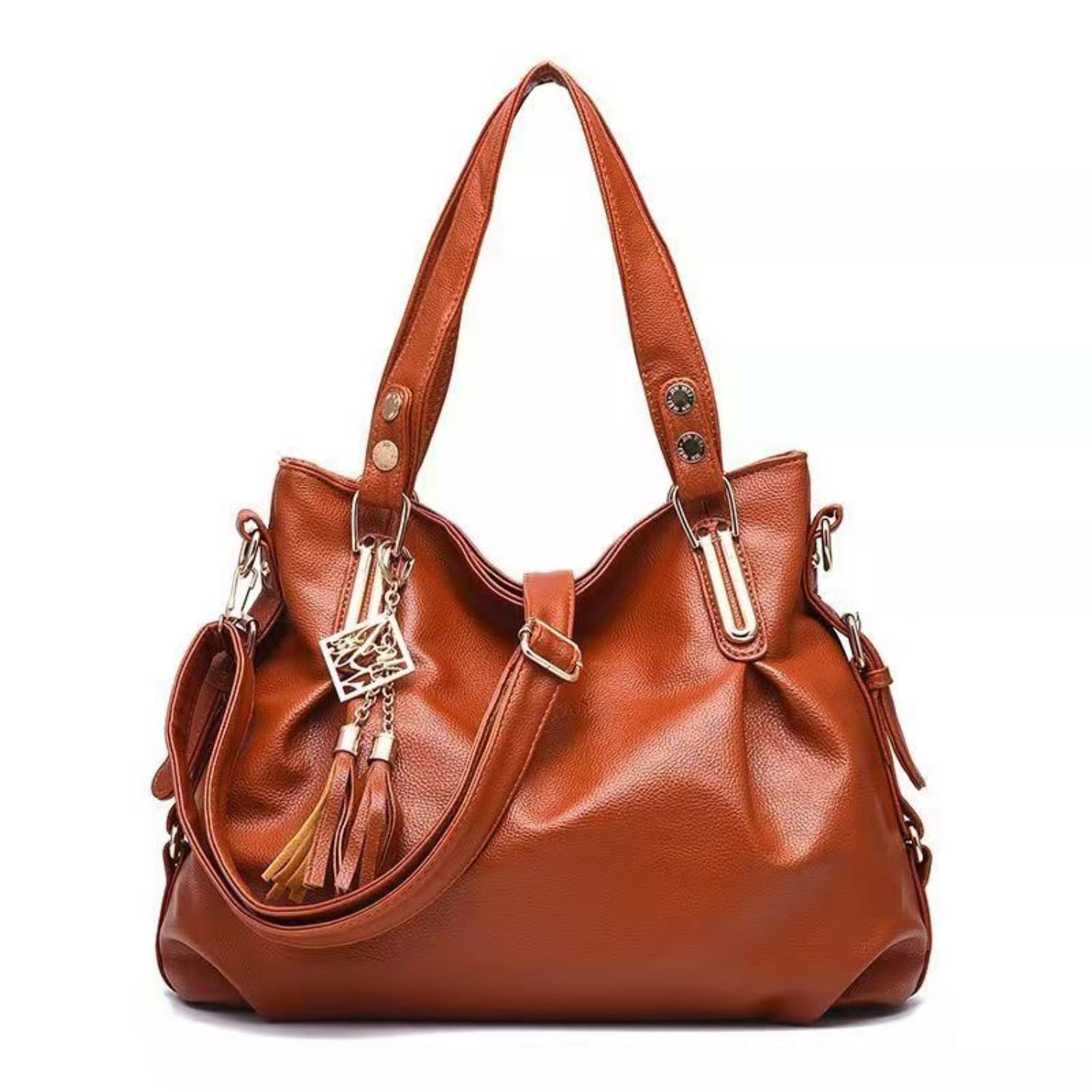 Stylish Women's Leather Shoulder Bag - Large Capacity Fashion Handbag for Work, Travel & Daily Use (Dark Brown)