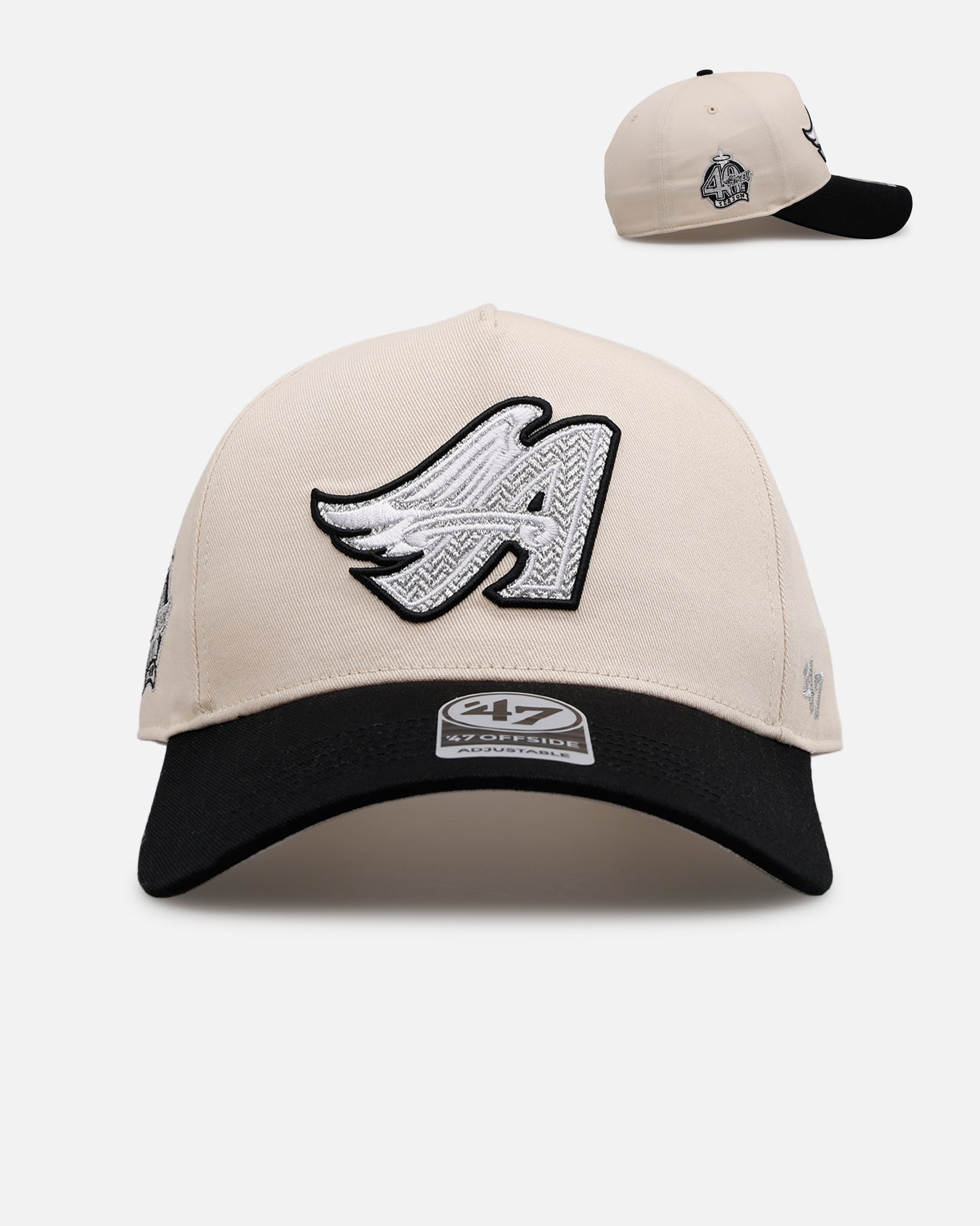 47 Brand Los Angeles Angels 'Herringbone' 47 Offside Snapback Hat - Adjustable Natural/Black Baseball Cap for Men & Women - Perfect for Sports Fans, Casual Wear & Outdoor Activities