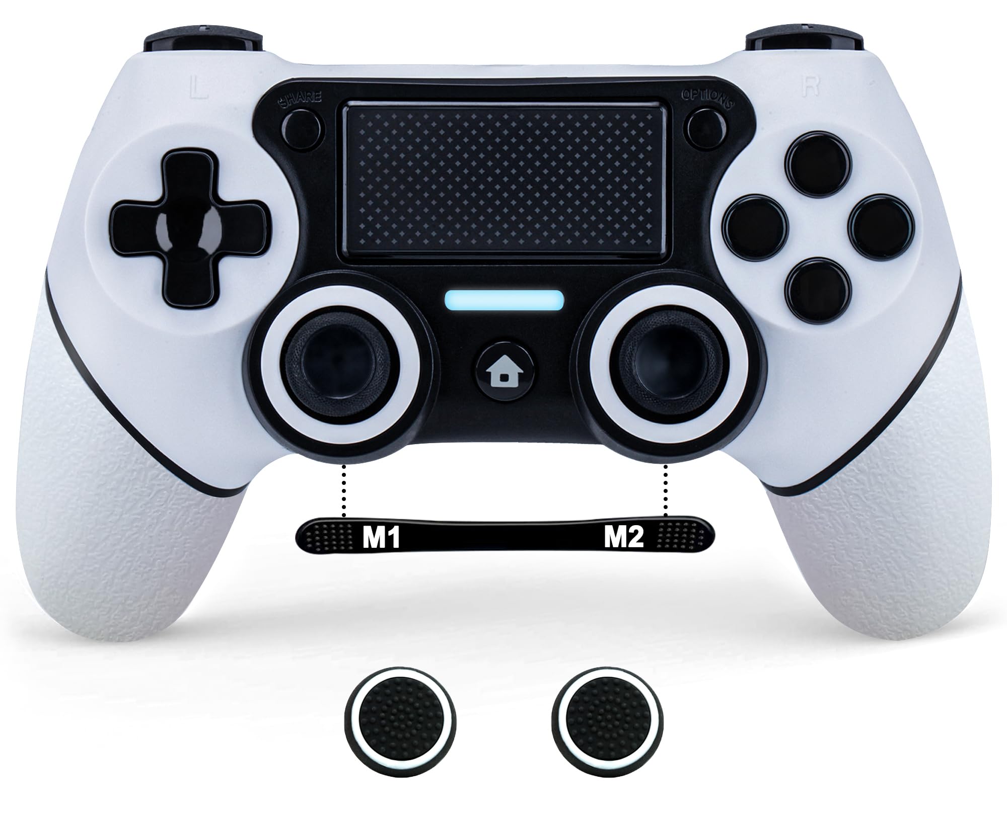 Wireless PS4 Controller Compatible with PS4/Pro/Slim & PC - Dual Vibration, 6-Axis Gyro, Turbo Mode, 1000mAh Battery, Touch Pad, Audio Jack, M1/M2 Buttons - Perfect for Gaming, Streaming & Esports