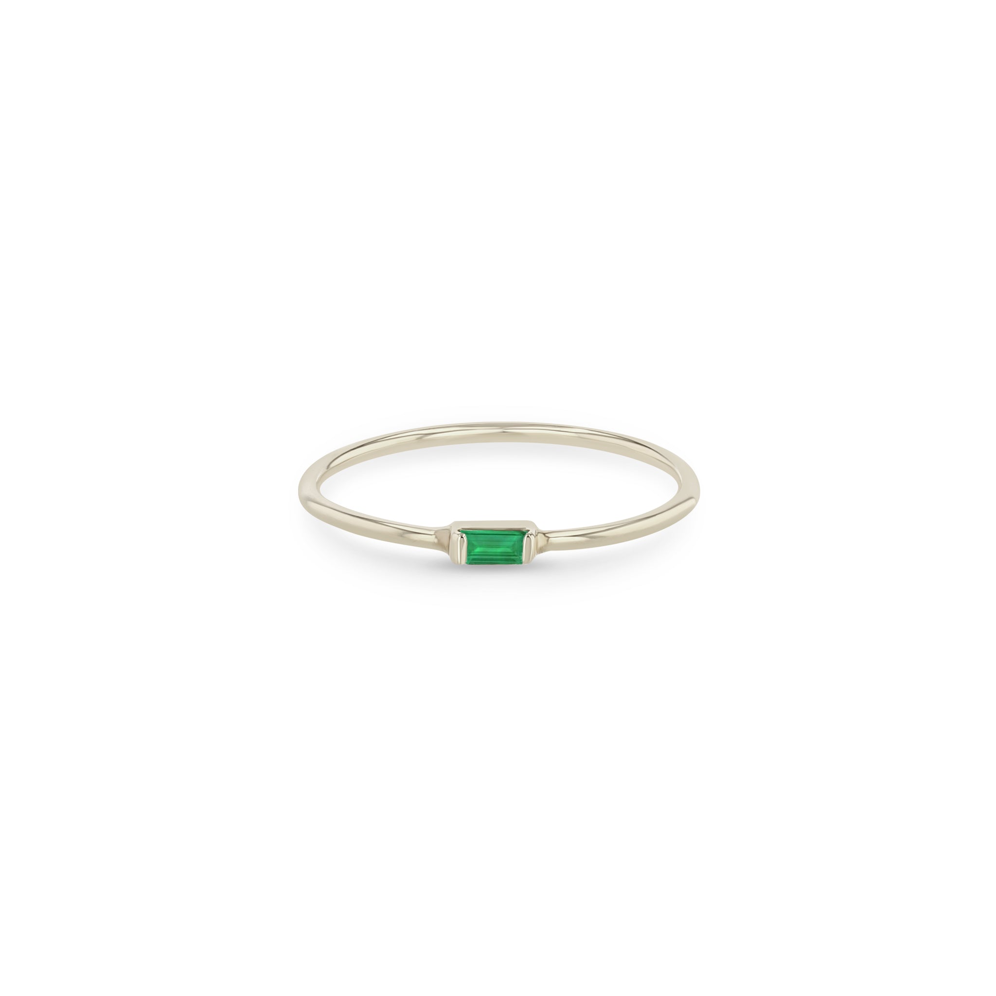 14K Gold Horizontal Emerald Baguette Ring for Women - Elegant Stackable Wedding Band, Anniversary Gift for Her - Perfect for Everyday Wear & Special Occasions