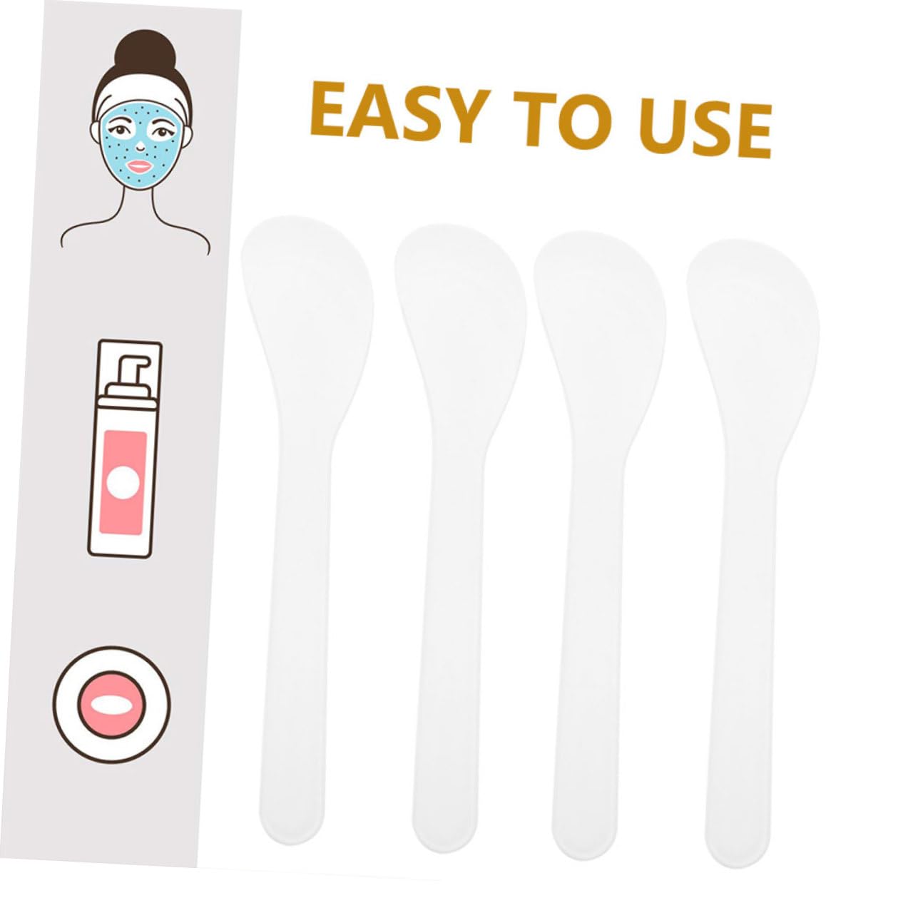 50pcs Mini Makeup Spatula Set - White Plastic Facial Mask Applicator for Skincare, Beauty & Cosmetic Application | Perfect for Creams, Serums & Sheet Masks at Home or Salon