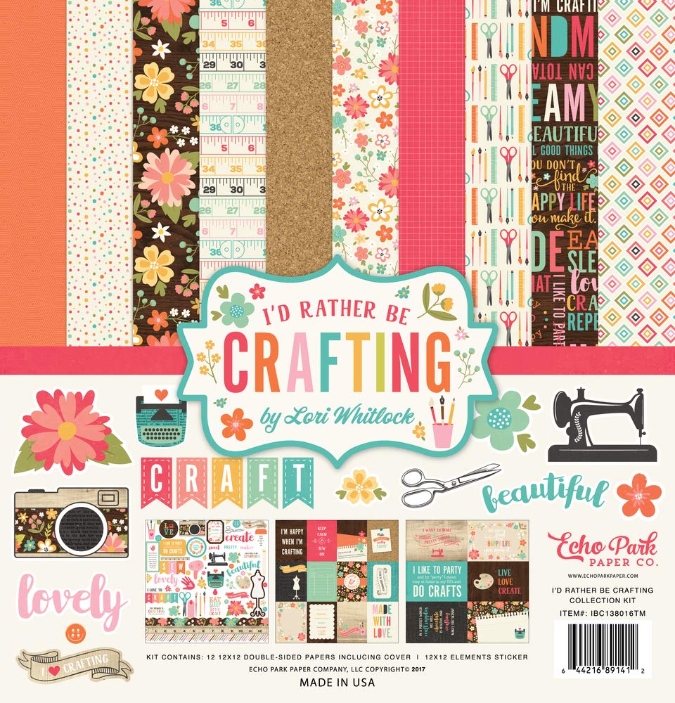 Echo Park Crafting Kit - Pink, Teal, Brown DIY Paper for Scrapbooking & Card Making