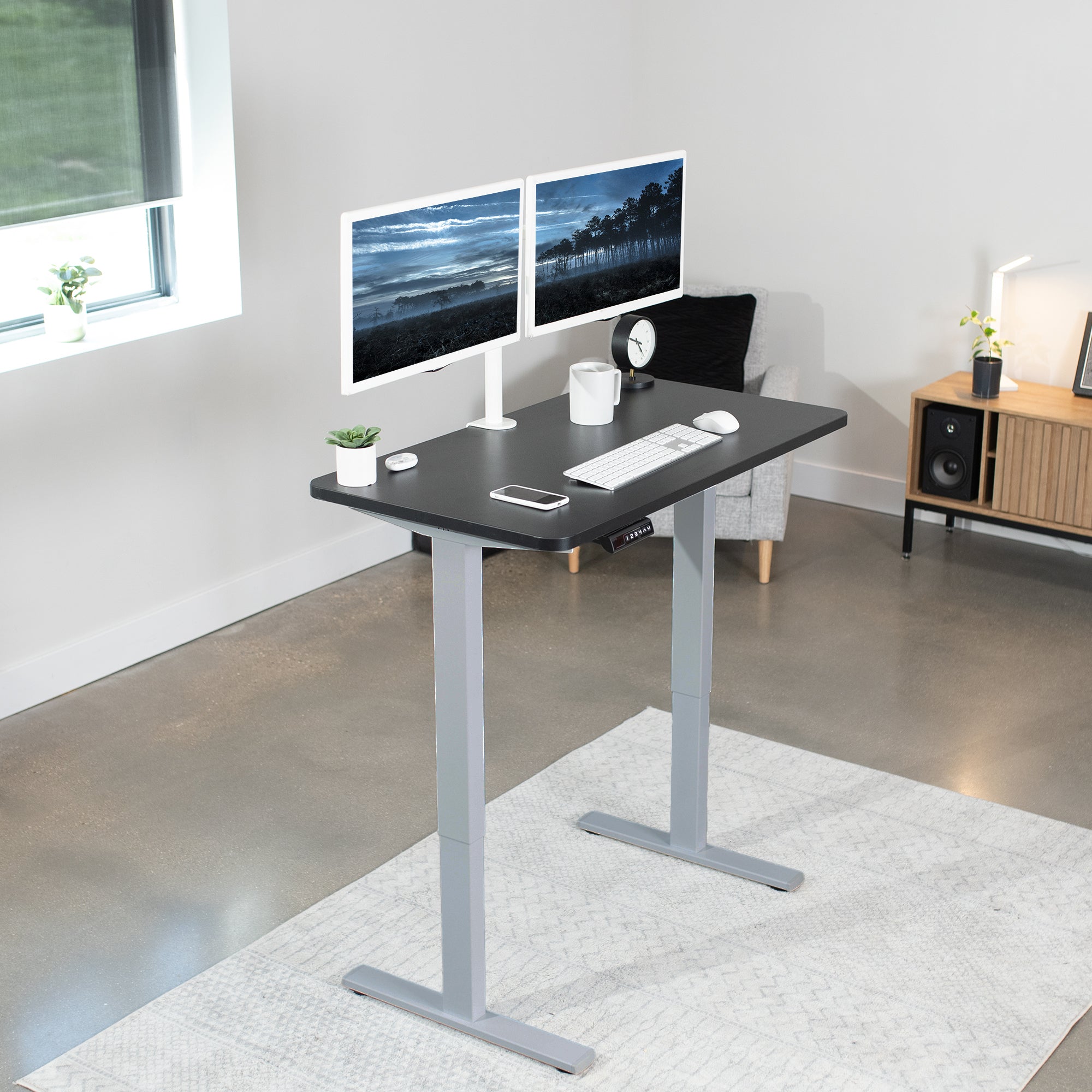 1B Solid Top Series Single Motor Electric Standing Desk with Push Button Memory Controller - Perfect for Home Office, Gaming & Workspace Ergonomics