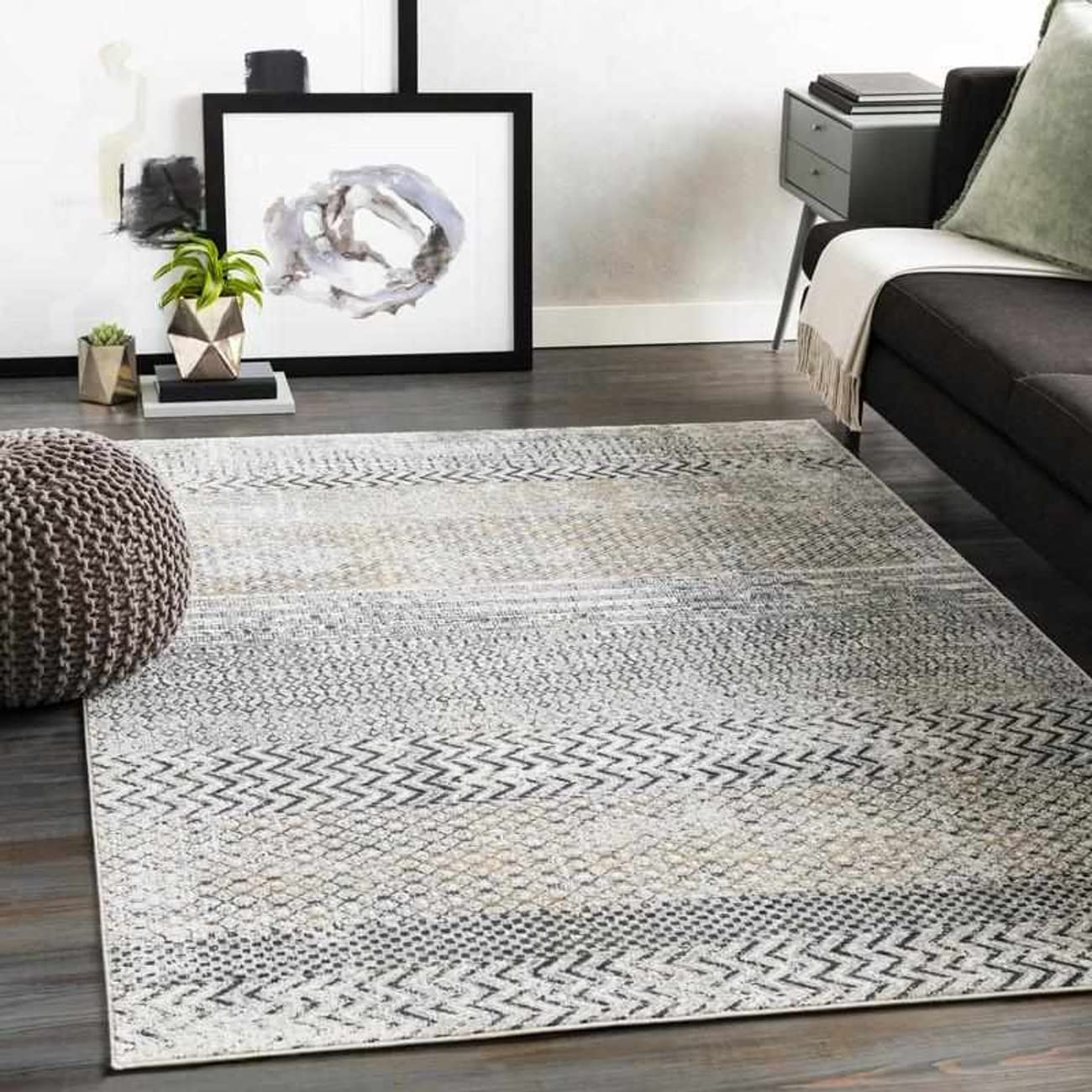 Mark&Day Modern Light Gray Area Rug 2x3 - Soft & Durable Wijtgaard Carpet in Gray/Beige/White for Living Room, Bedroom, Kitchen - Perfect for Home Decor, Office & High-Traffic Areas (2' x 3')