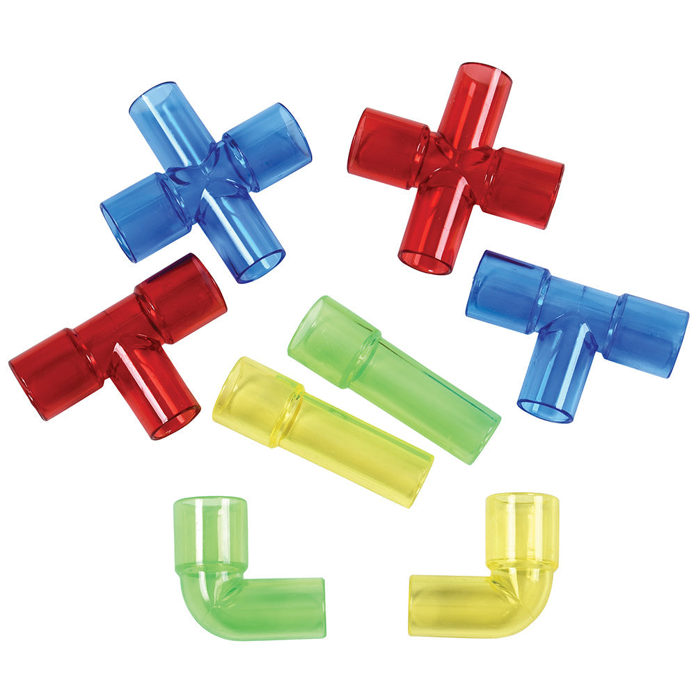 Constructive Playthings Translucent Pipe Builders - 80 Piece STEM Building Toy Set for Kids, Creative Construction Learning Toys for Preschool & Classroom | Perfect for Sensory Play, Light Table Activities & Early Engineering Skills Development