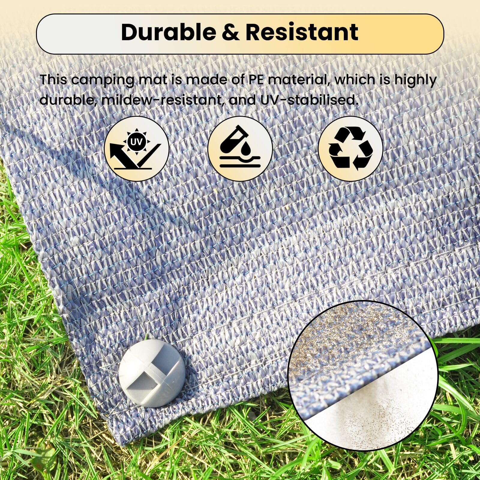 WILDROOTS 6x6Ft Waterproof Camping Tent Tarp - Breathable Picnic Blanket & Durable Floor Mat for Outdoor Adventures, Hiking, and Beach Trips