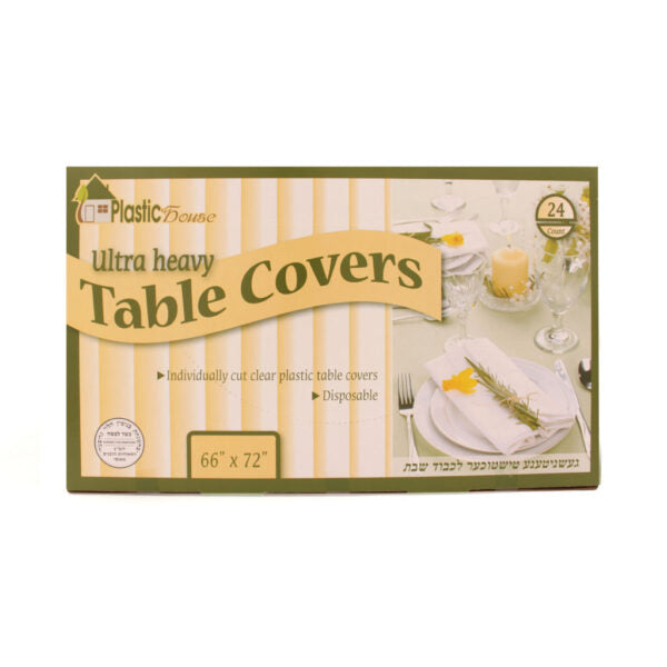 Clear Ultra Heavy Duty Tablecloths 66x72 Inches - 24 Pack | Durable Plastic Table Cover for Parties, Weddings, Picnics & Outdoor Events