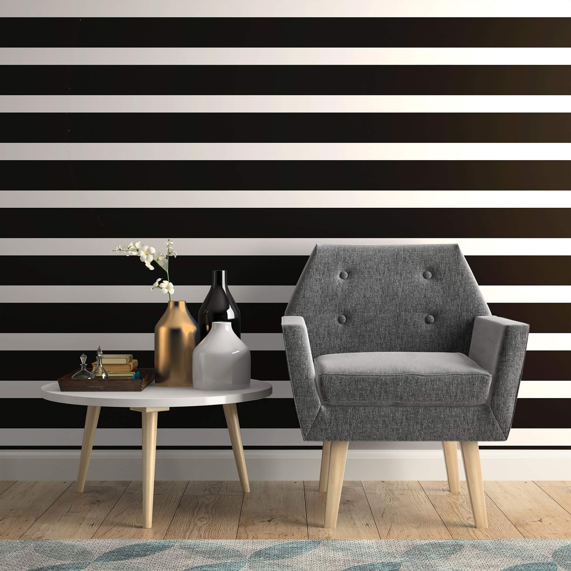Black and White Vertical Peel and Stick Removable Wallpaper - 20.3