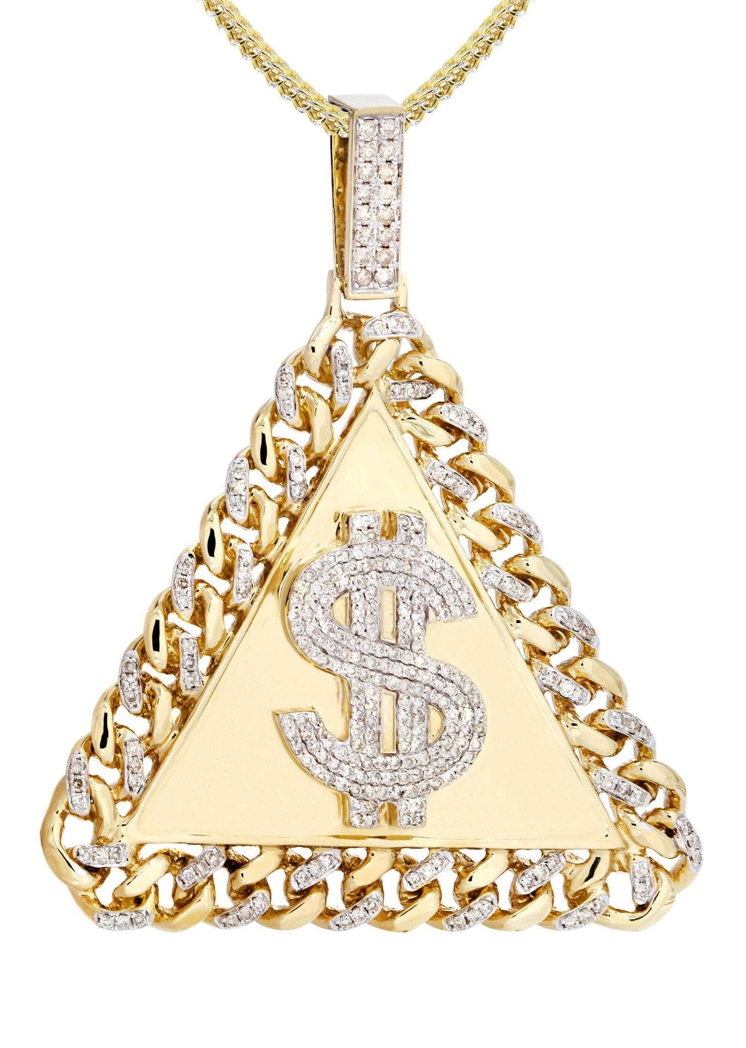14K Yellow Gold Money Sign Diamond Necklace | 2.4 Carats Total Weight | Perfect for Birthday Gifts, Anniversary & Luxury Fashion Accessories