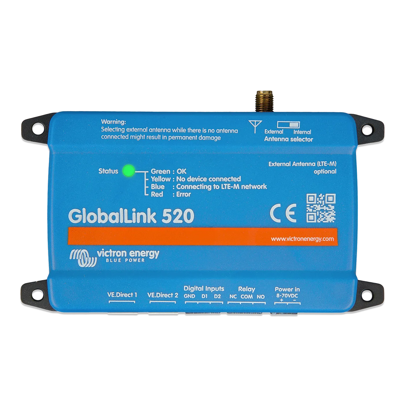 Victron GlobalLink 520 - Smart Solar Charge Controller & Remote Monitoring System for RVs, Boats, Off-Grid Power - Track Energy Usage via Bluetooth & WiFi
