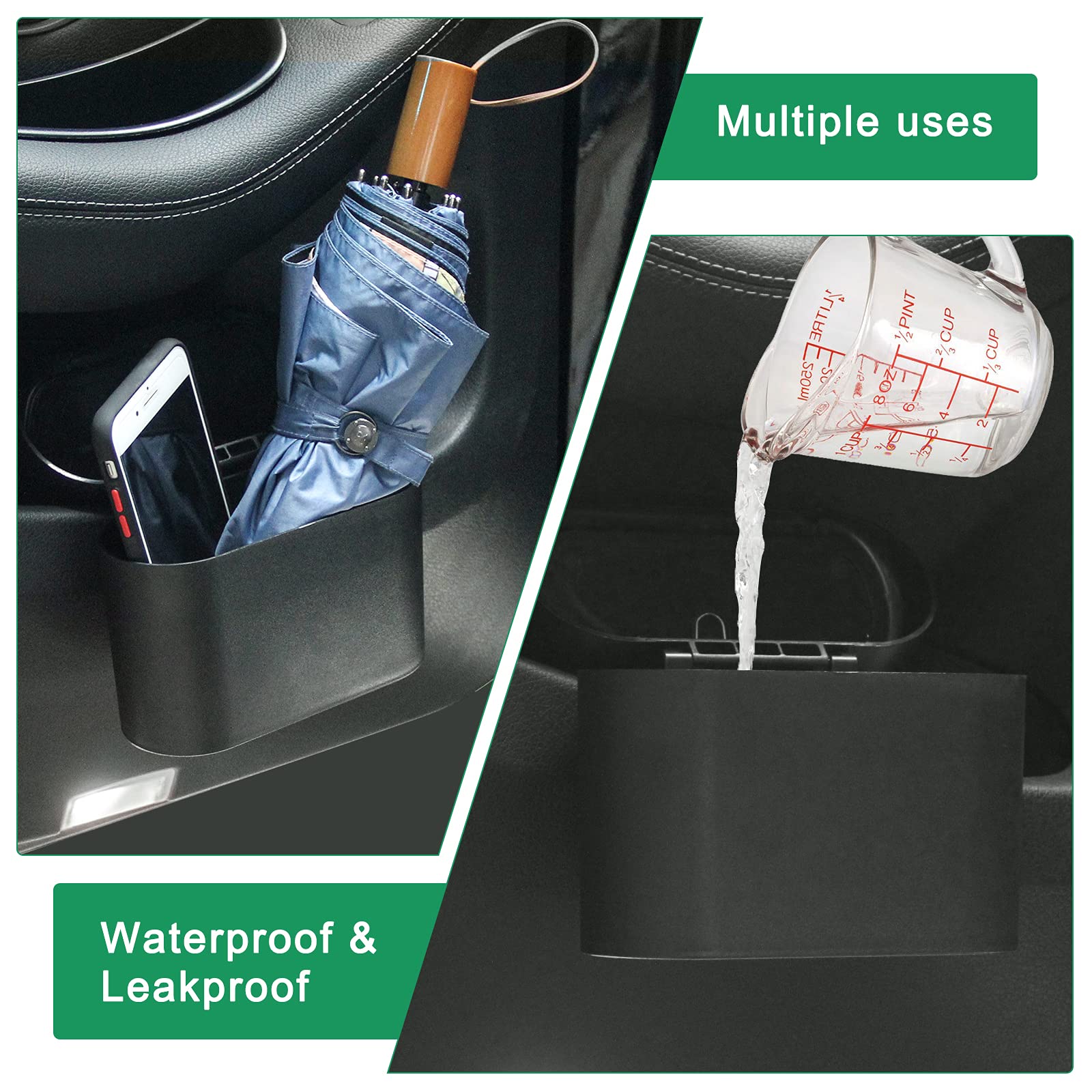 AHIER Small Car Trash Can with Lid - Leakproof Hanging Auto Garbage Bin with 30 Disposable Bags | Portable Vehicle Waste Container for Sedan, SUV, Truck | Ideal for Road Trips, Commuting & Office Use