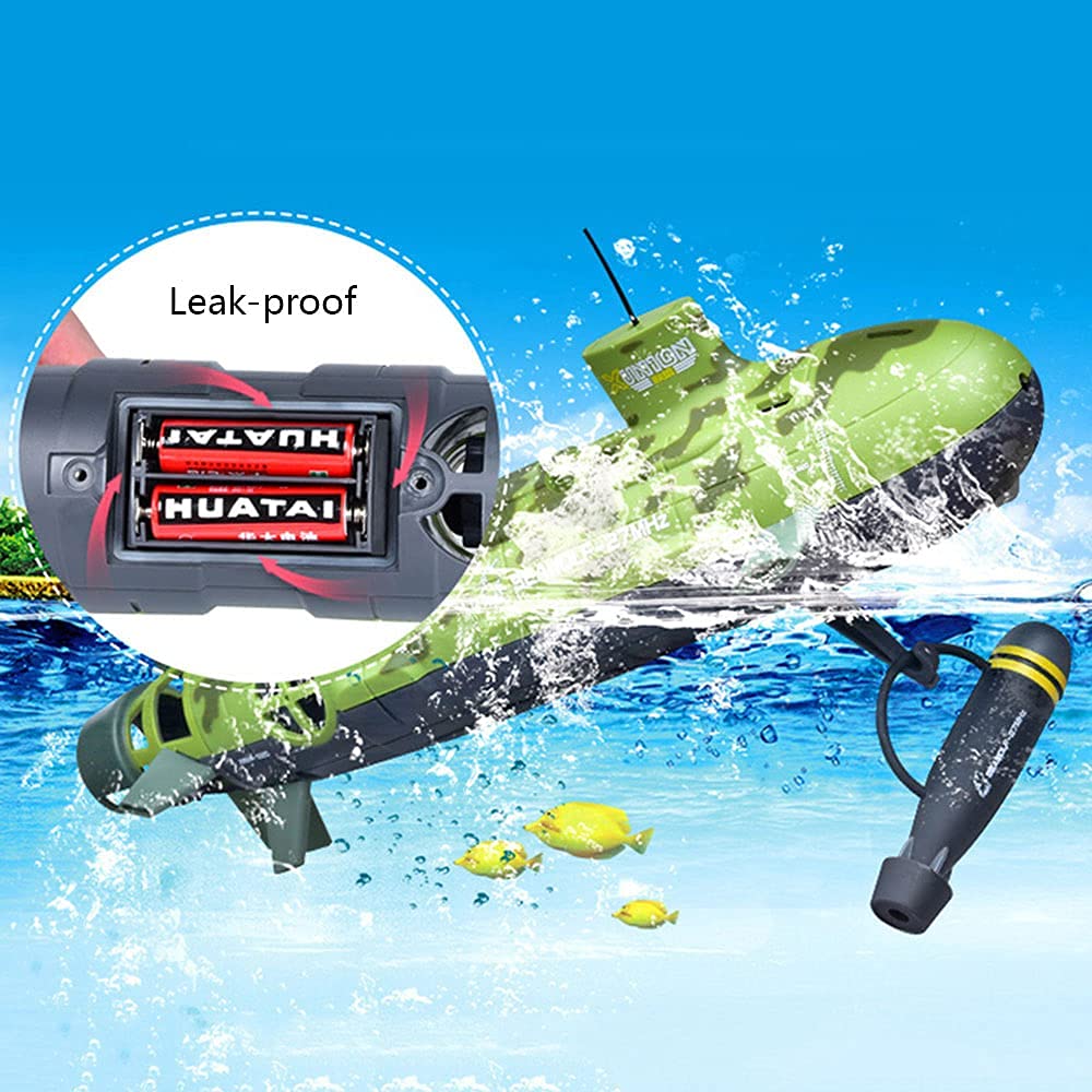 6CH Mini RC Submarine Toy - Military Model Remote Control Boat for Kids, Electric Swim Diving Pool Fish Tank Water Play - Perfect Birthday Gift for Boys & Girls (Green) | Fun Indoor & Outdoor Water Games, Pool Parties, Bathtub Playtime