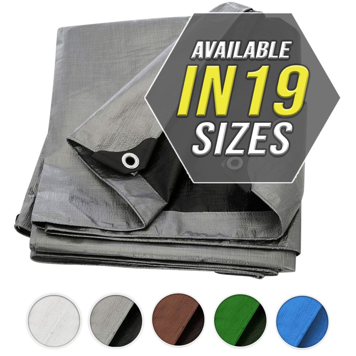 Heavy Duty Waterproof Silver/Black Tarp Cover - Durable Thick Material for Canopy Tent, Boat, RV, Pool & Outdoor Protection | All-Weather Tarpaulin for Camping, Storage & Emergency Shelter