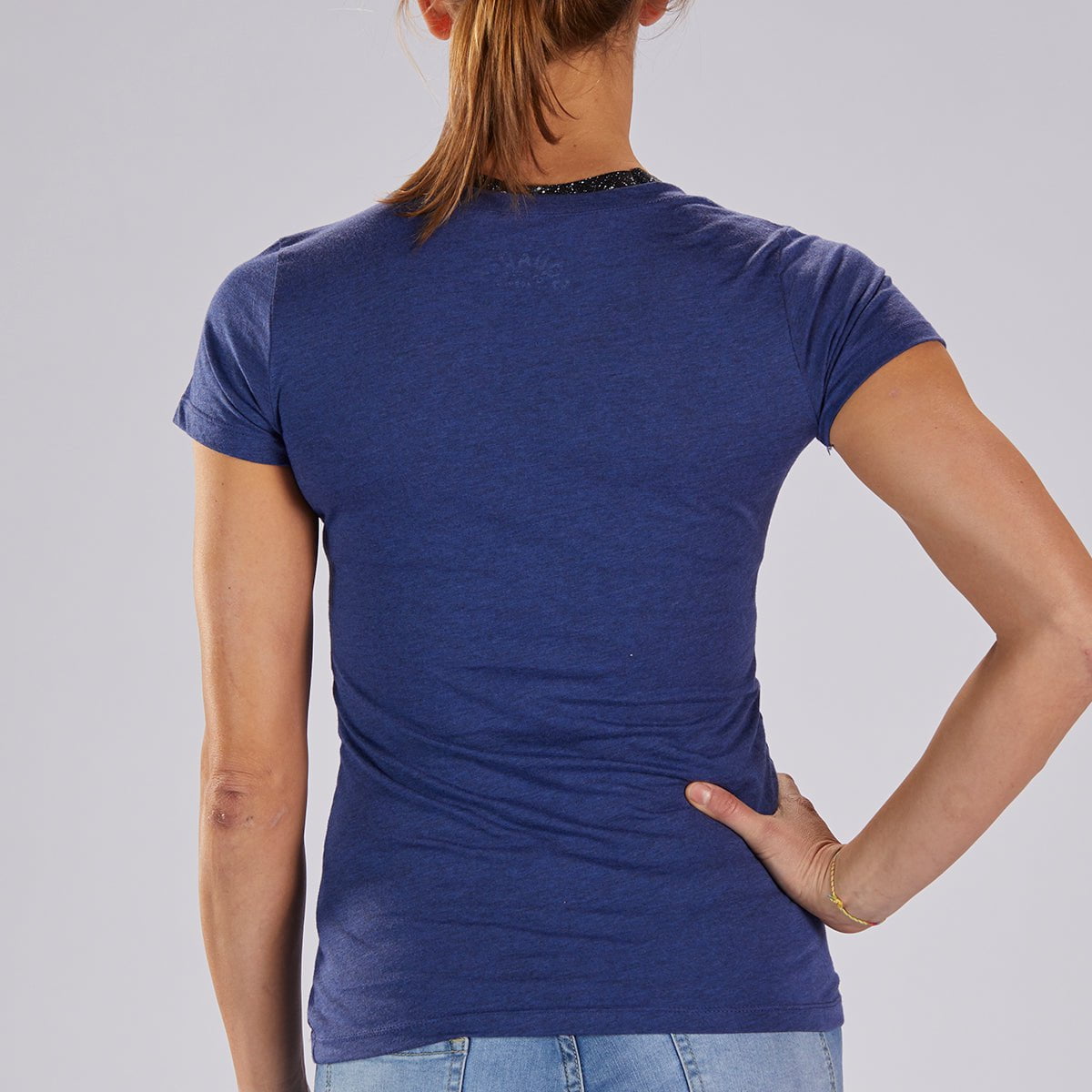 Women's Limited Edition Heather Navy Cotton T-Shirt with Squadra Patch - Casual Wear, Street Style & Everyday Comfort