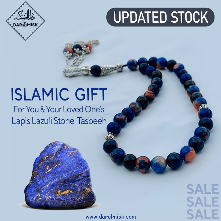 Lapis Lazuli Prayer Beads | Medium Size Tasbih with 33 Beads | Islamic Meditation & Spiritual Healing