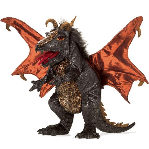 Black Dragon Hand Puppet - Premium Plush Dragon Toy for Kids & Adults - Perfect for Storytelling, Role Play, and Theater Performances