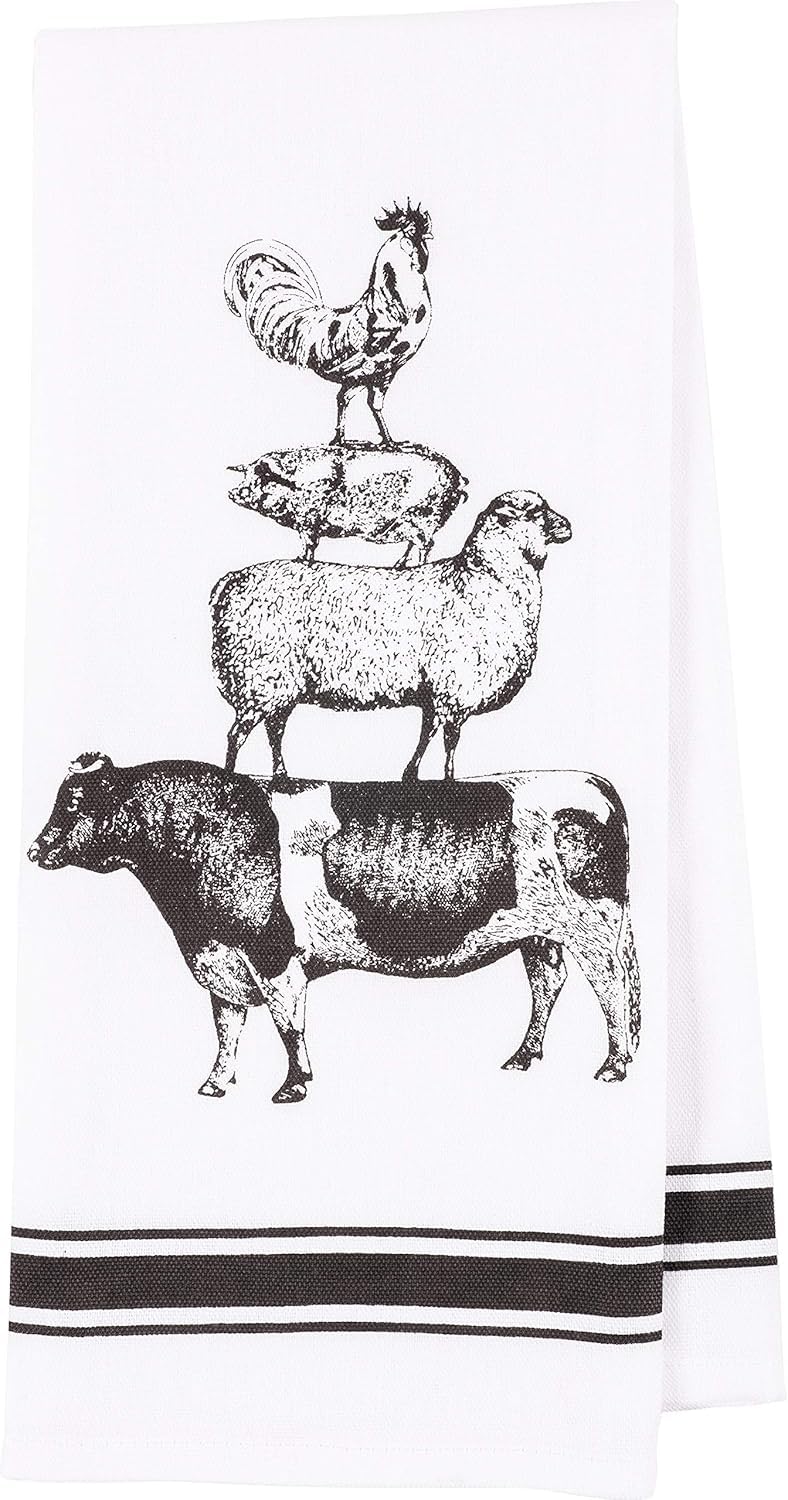 Farm Animal Print Kitchen Dish Towels Set of 4 - 18