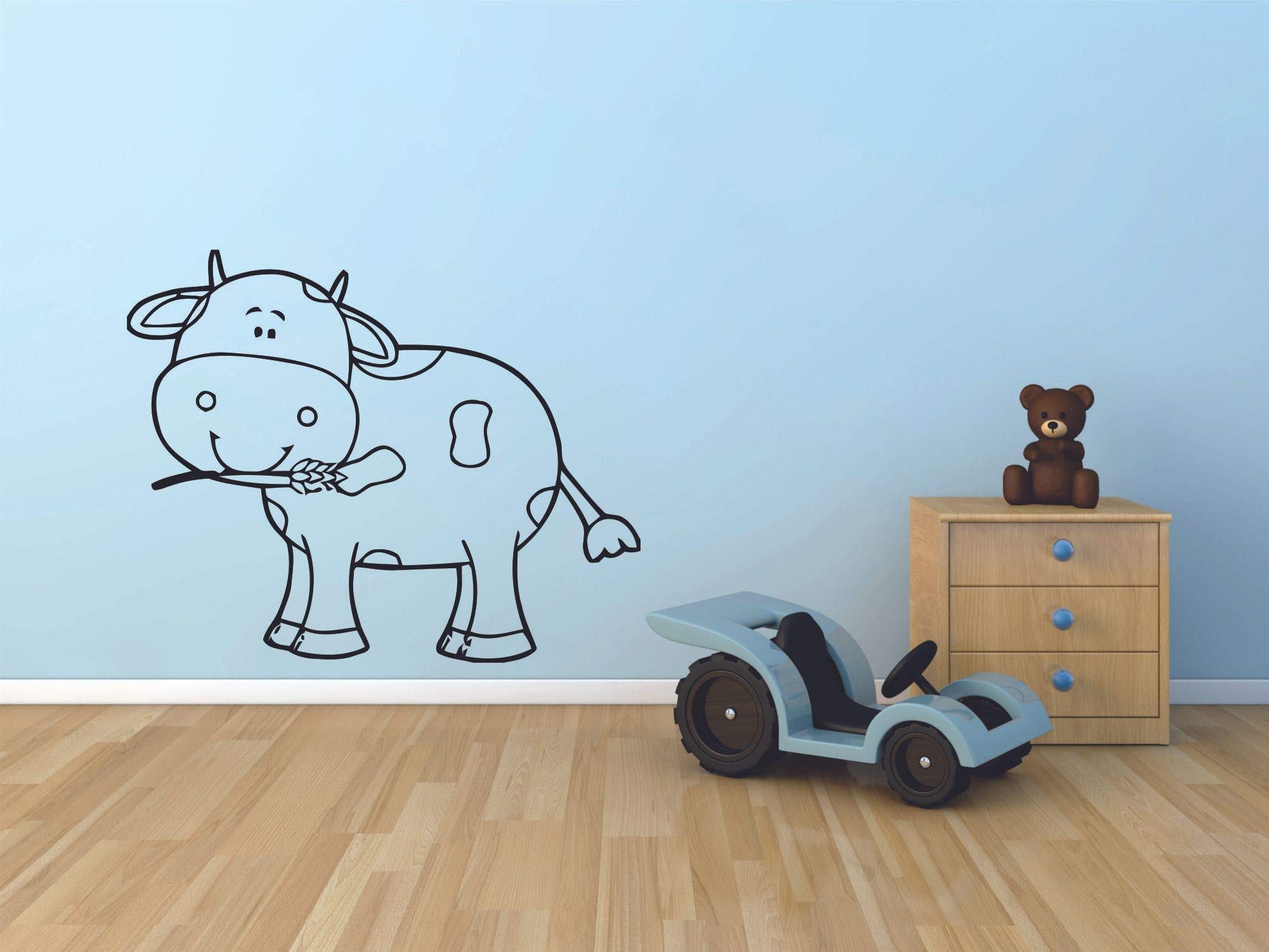 Cute Cow Wall Stickers - Farm Animal Cartoon Vinyl Decals for Kids Room, Nursery & Kindergarten Decor (8x10 inch) - Perfect for Girls & Boys Bedroom, Playroom & Home Wall Art Decoration