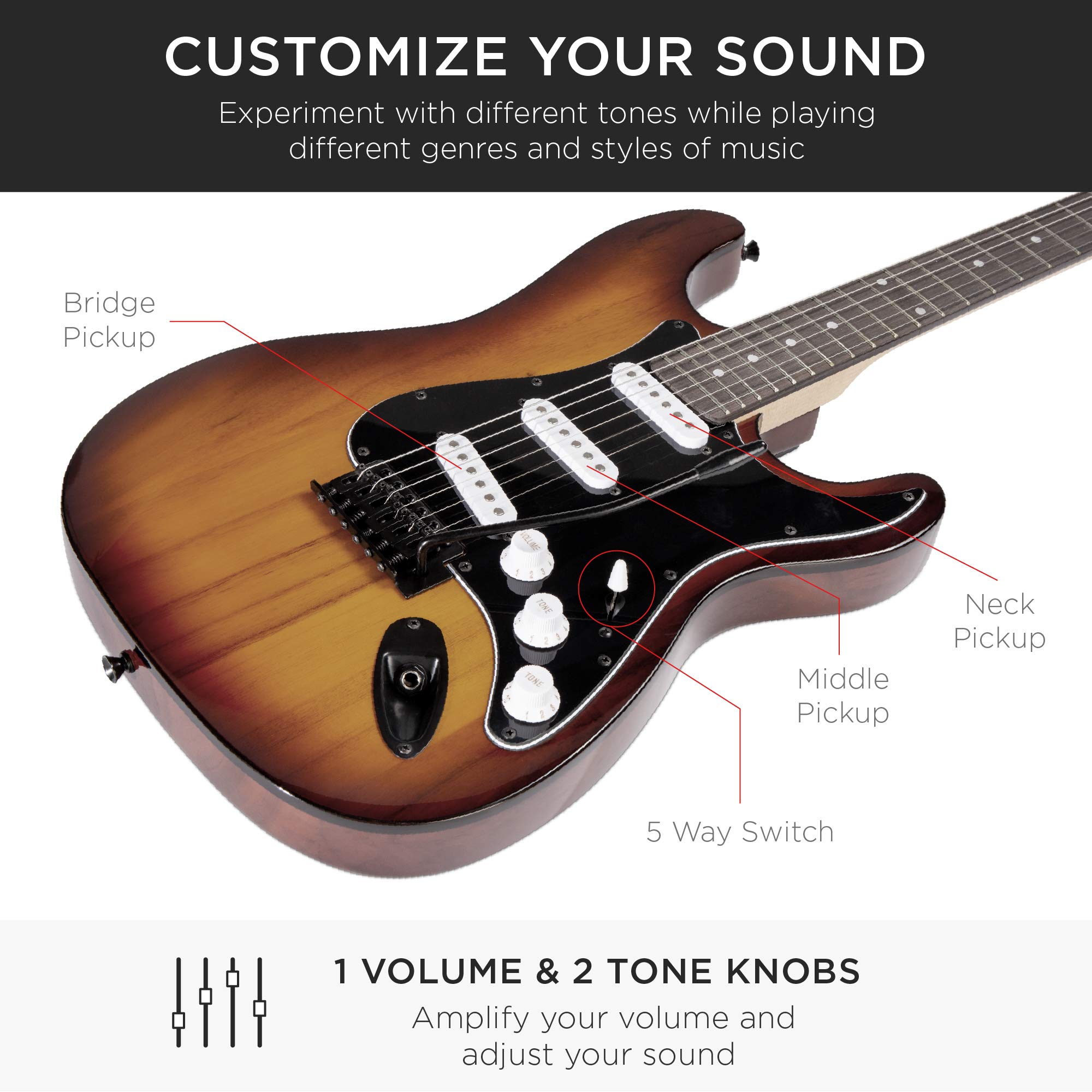 Best Choice Products 39-inch Full Size Beginner Electric Guitar Starter Kit with Case, Strap, 10W Amp, Strings, Pick & Tremolo Bar - Bourbon Finish | Perfect for Beginners, Practice, Live Performances & Home Studio Recording