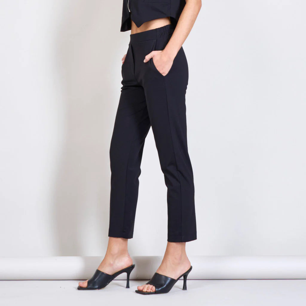 Stylish Basic Black Cigarette Pants for Women - Slim Fit High Waist Trousers for Office, Work & Casual Wear