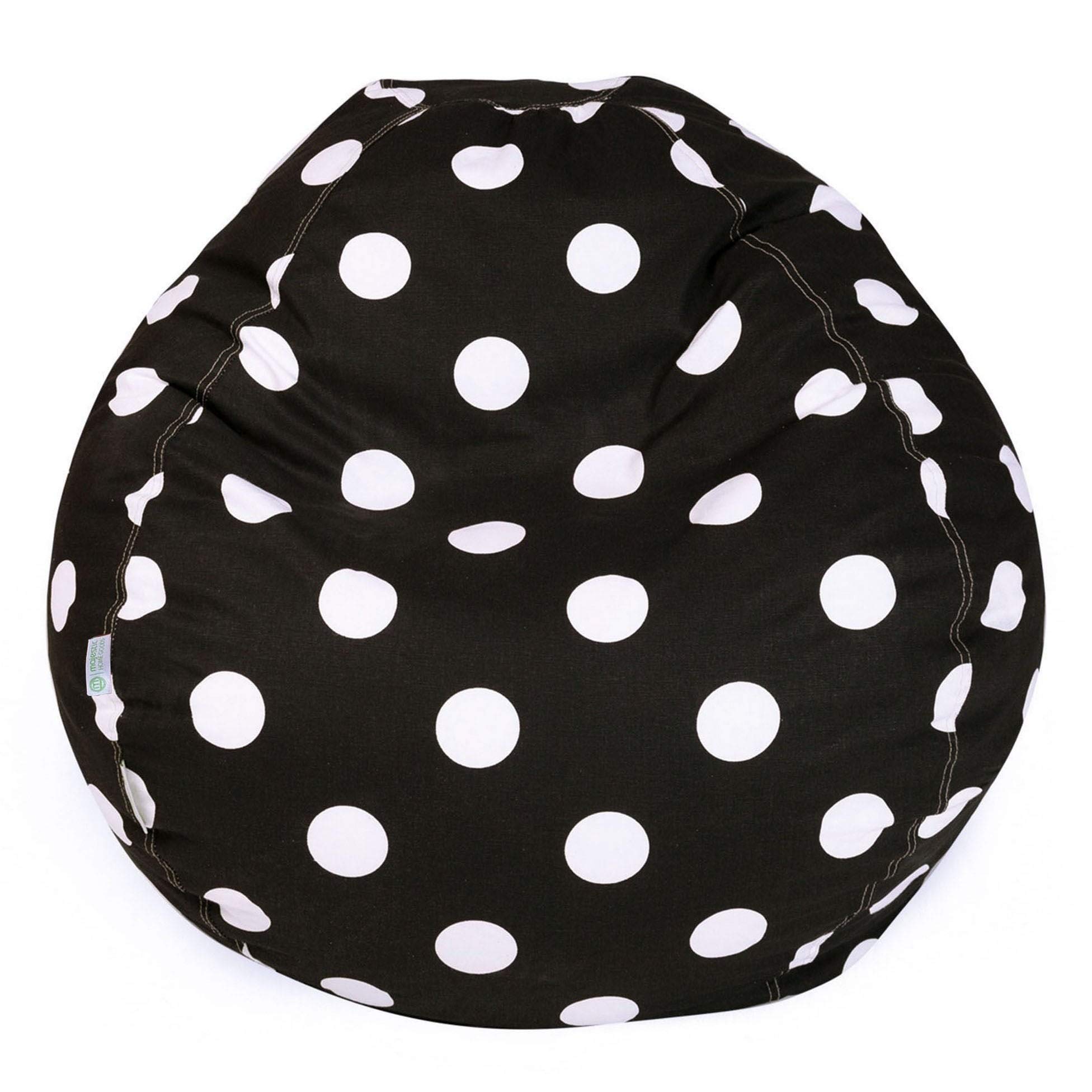 Majestic Large Bean Bag Chair for Adults & Kids - 28 x 28 x 22 Inch Oversized Polka Dot Lounger - Soft Comfortable Seating for Bedroom, Game Room & Dorm - Classic Black Beanbag Sofa Alternative