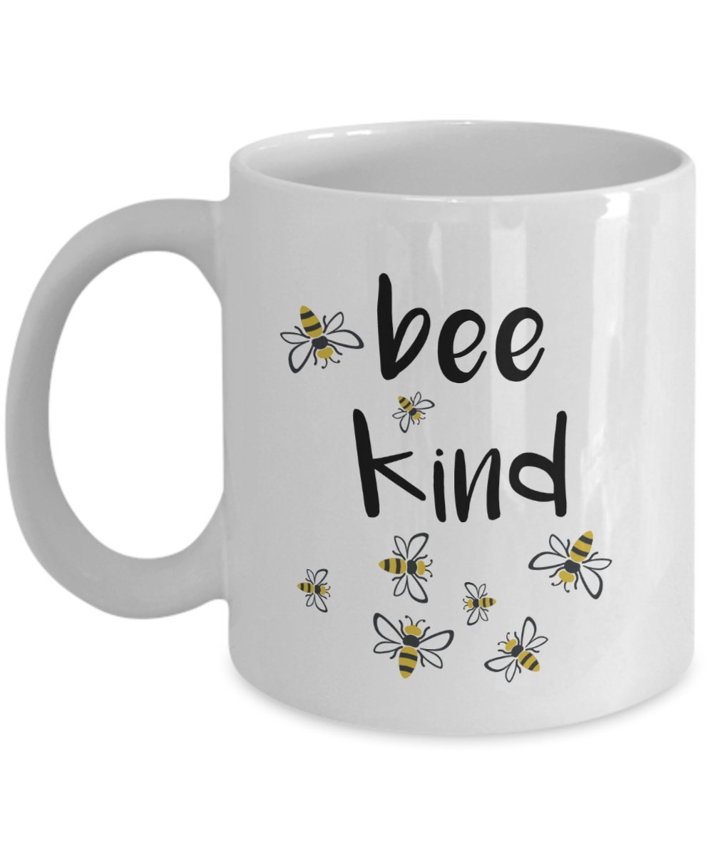 Bee Kind Ceramic Mug - Funny Inspirational Coffee Tea Hot Cocoa Cup - Novelty Birthday Christmas Anniversary Gift for Women Men - Perfect for Office Home Use & Gift Giving
