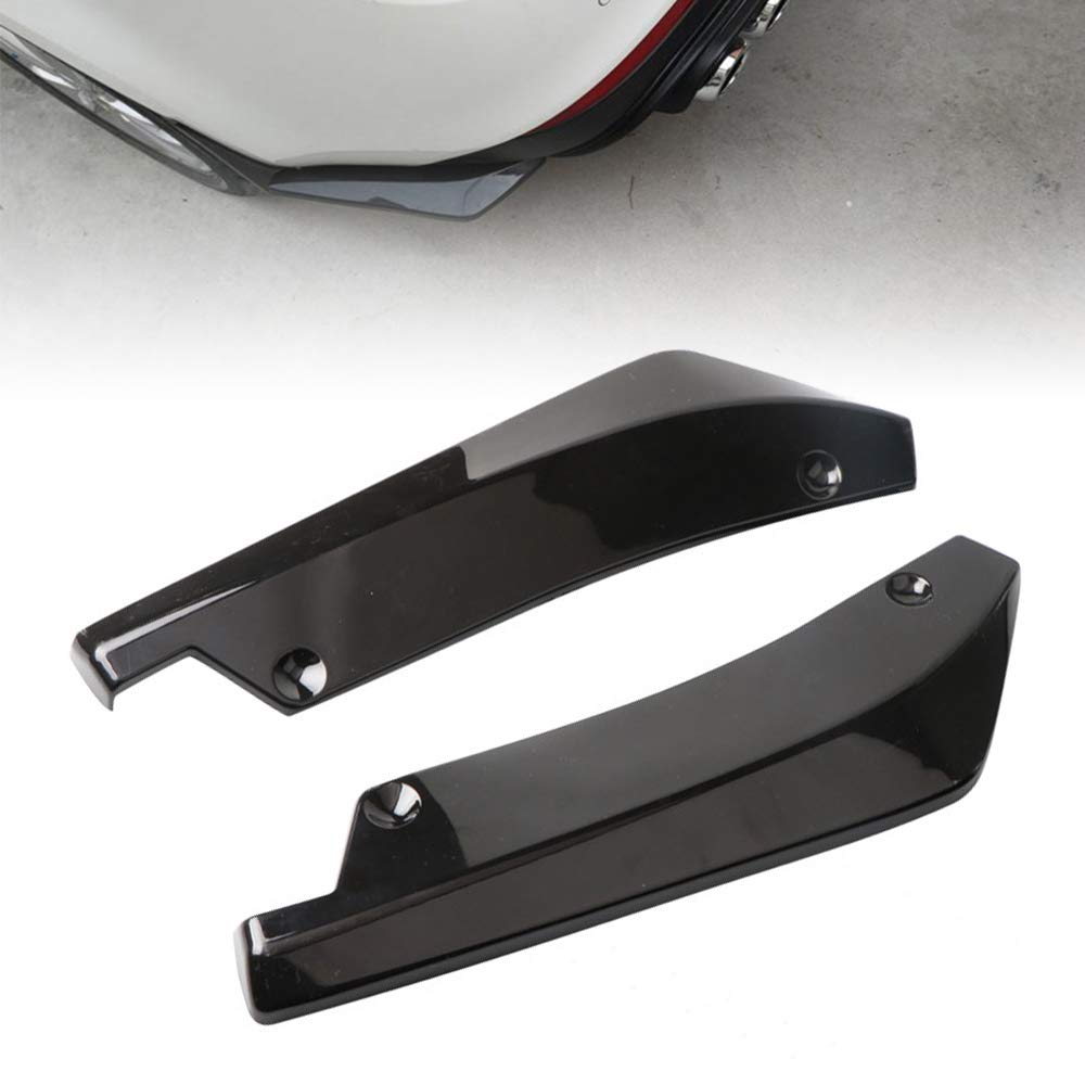2Pcs Universal Car Rear Bumper Lip Diffuser Splitter & Front Bumper Canard Protector Body Kit with Side Skirt Spoiler - Black | Enhance Vehicle Aerodynamics & Style for Sedans, Coupes, Sports Cars
