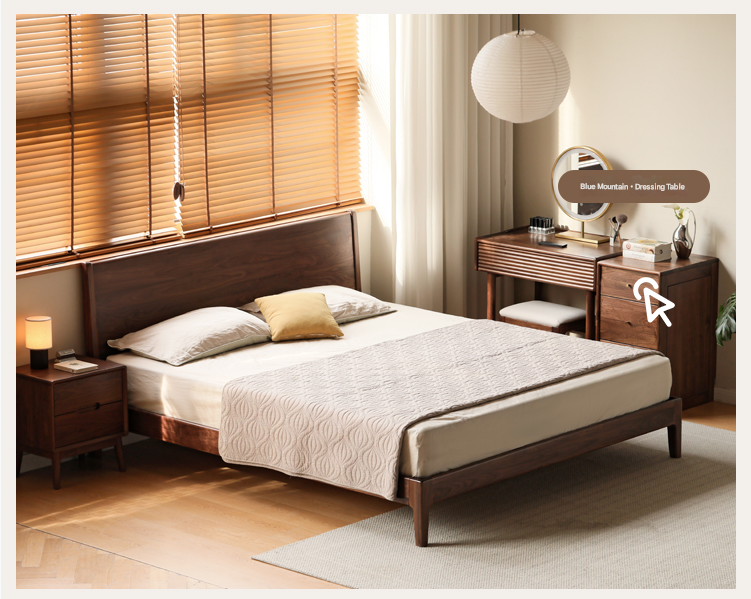 Solid Black Walnut Wood Bed Frame - Queen Size, Natural Wood Grain, Sturdy Platform Bed - Perfect for Modern, Farmhouse & Rustic Bedroom Decor