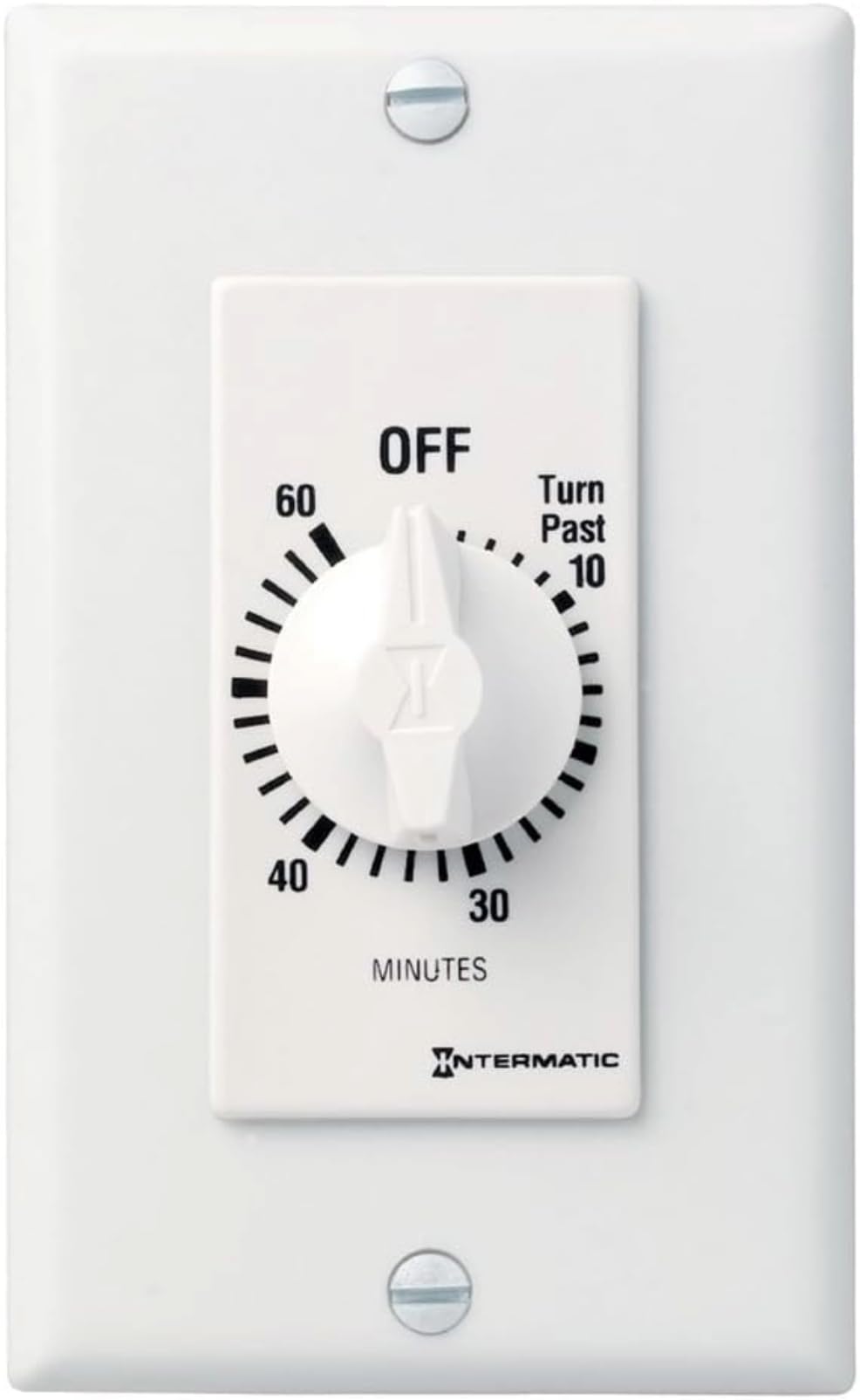 Intermatic SW60MWK 60-Minute Spring Wound Timer, White - Energy-Saving Mechanical Timer for Lights, Fans & Appliances - Easy Install & Operation - Perfect for Home, Office & Outdoor Use