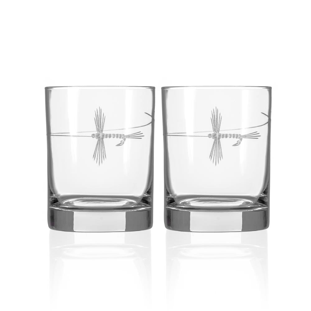 Premium 13oz Double Old Fashioned Whiskey Glasses Set of 2 - Heavy Base for Fly Fishing & Bourbon Enthusiasts - Perfect for Camping, Gifts & Home Bar Decor