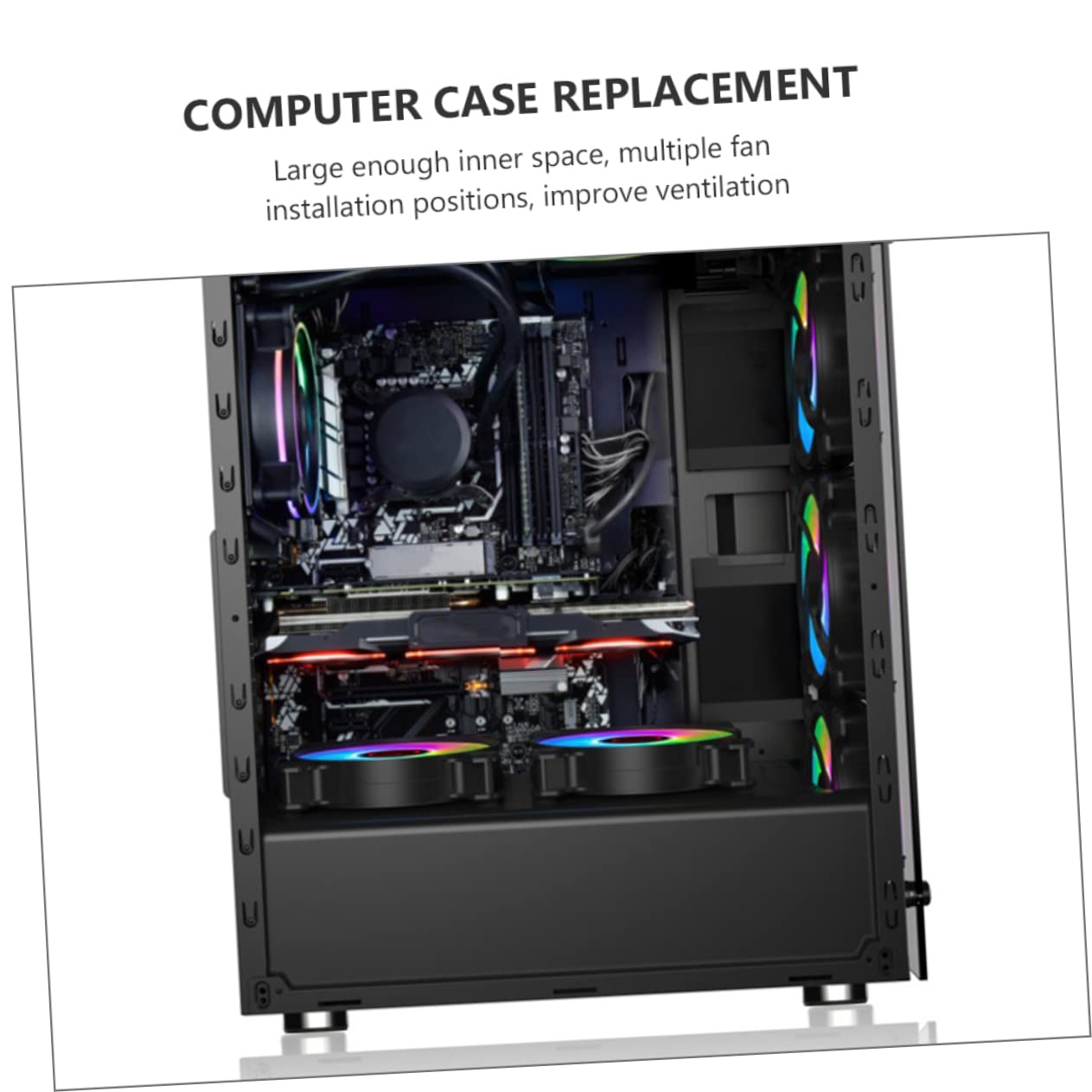 Lurrose ATX Mid Tower Gaming PC Case - Tempered Glass Side Panel, High Airflow Design for MATX/ATX Motherboards - Perfect for Gaming Rigs & Workstations