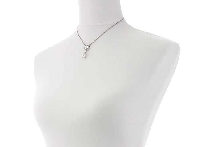 1928 Bridal Faux Pearl and Crystal Pendant Necklace - 16
