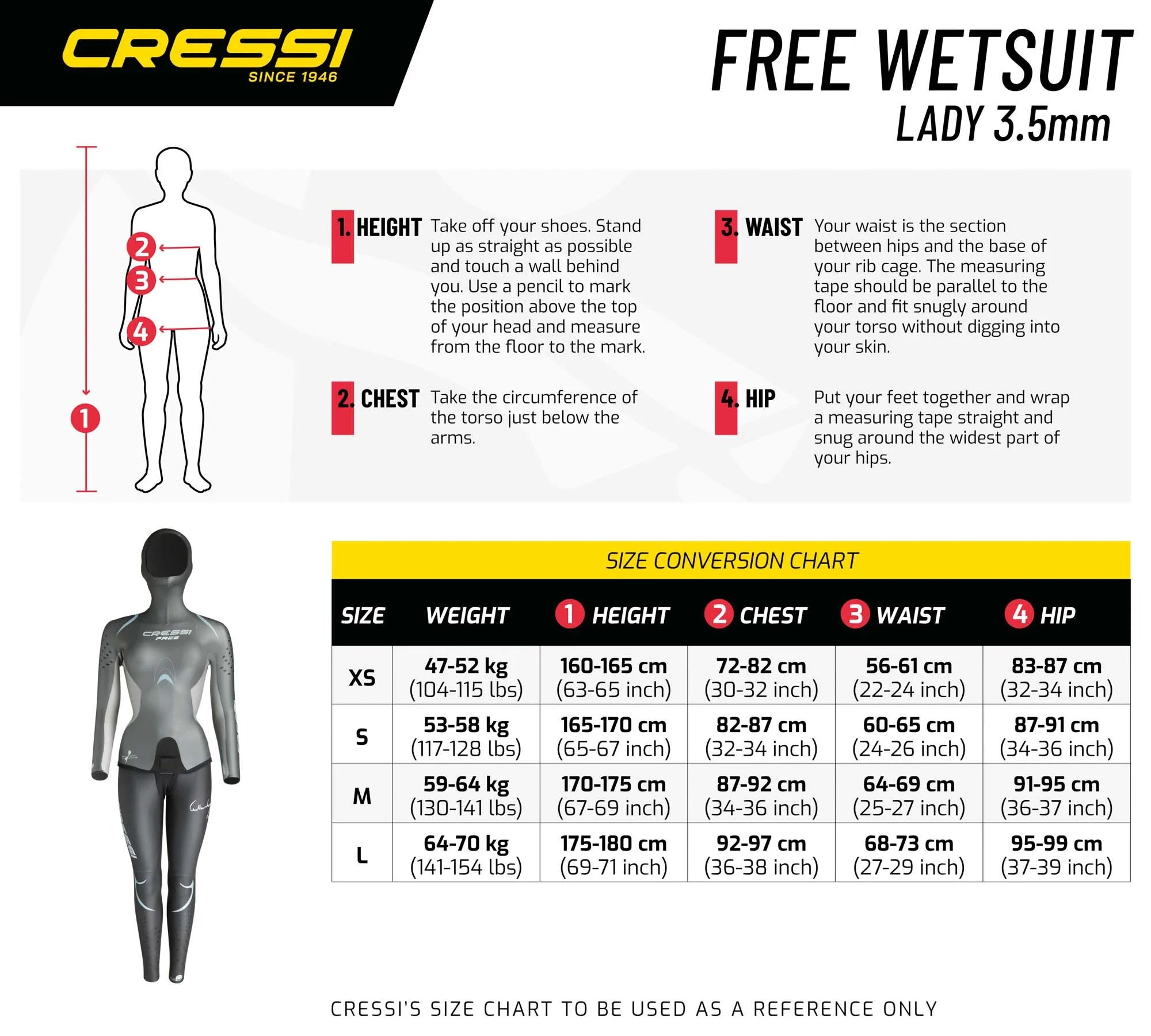 Cressi Free Lady 3.5mm Two-Piece Freediving Wetsuit for Women - Comfortable & Flexible Scuba Diving Suit - Perfect for Spearfishing, Snorkeling & Underwater Photography