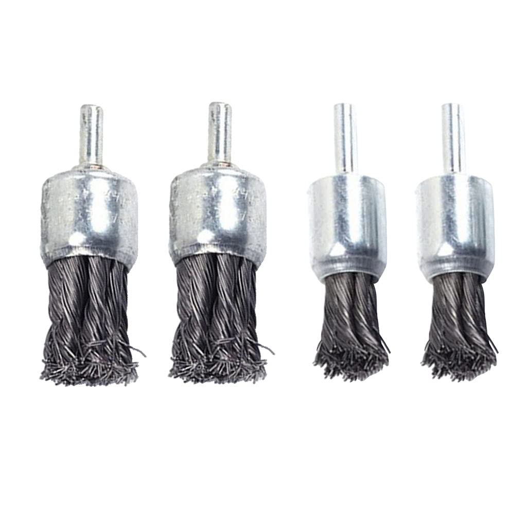 4-Piece Wire Knot End Brush Set for Rust & Paint Removal - Compatible with Die Grinder (20mm & 25mm) - Durable & Easy to Use - Ideal for Automotive, Metalworking & DIY Projects
