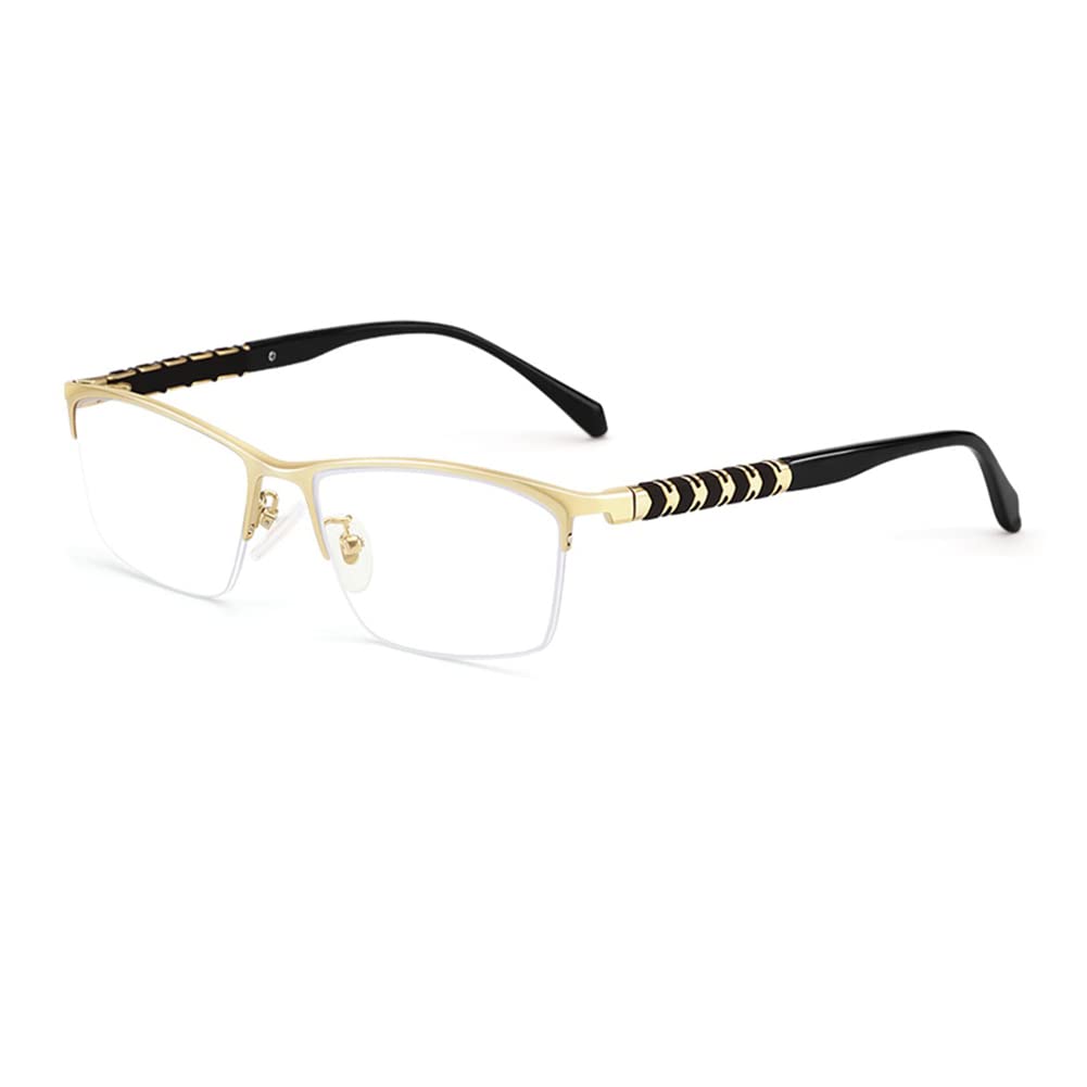 RICCIE Anti Blue Light Glasses for Men - Pure Titanium Frame HD Reading Glasses with 1.56 Aspherical Resin Lenses (+1.0 to +3.0 Diopter) - Gold +1.5 | Radiation Protection for Computer Work, Gaming & Digital Screen Use