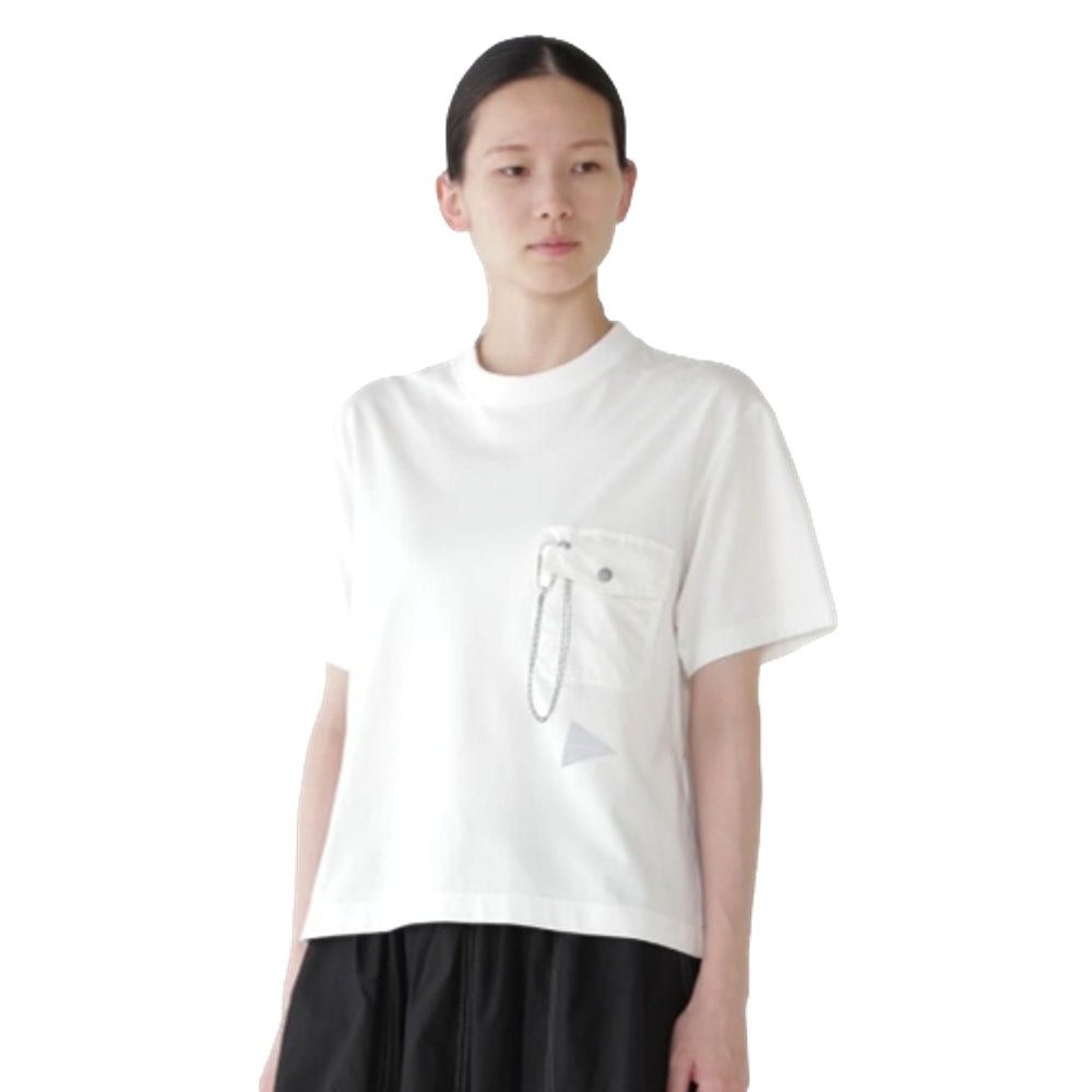 AND WANDER Men's White Pocket T-Shirt - Lightweight Casual Tee for Outdoor Adventures & Everyday Wear