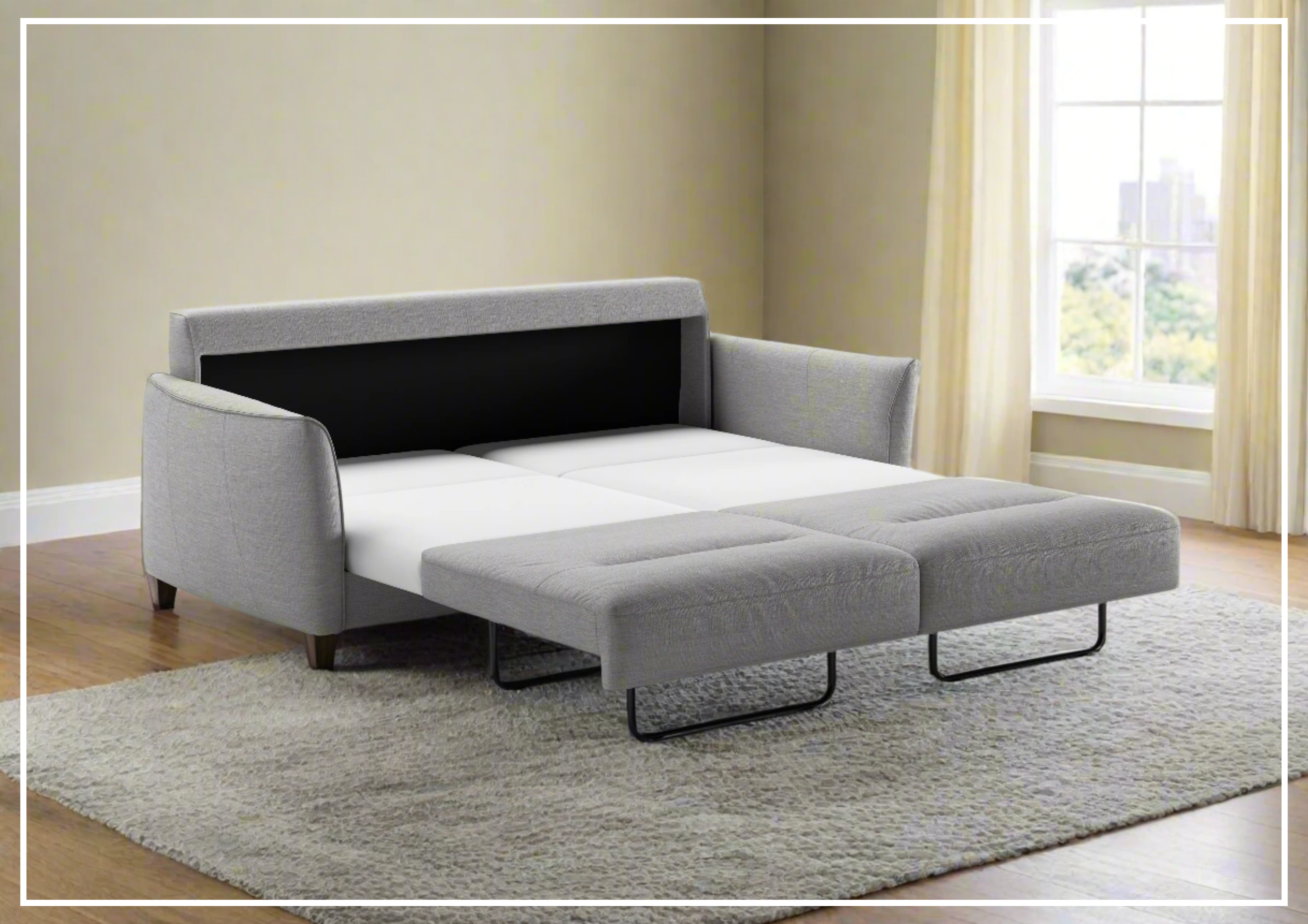 Luonto Harold Fabric Sofa Sleeper - King & Queen Size Custom Made Sectional Couch with Storage | Perfect for Small Spaces, Guest Rooms & Apartments