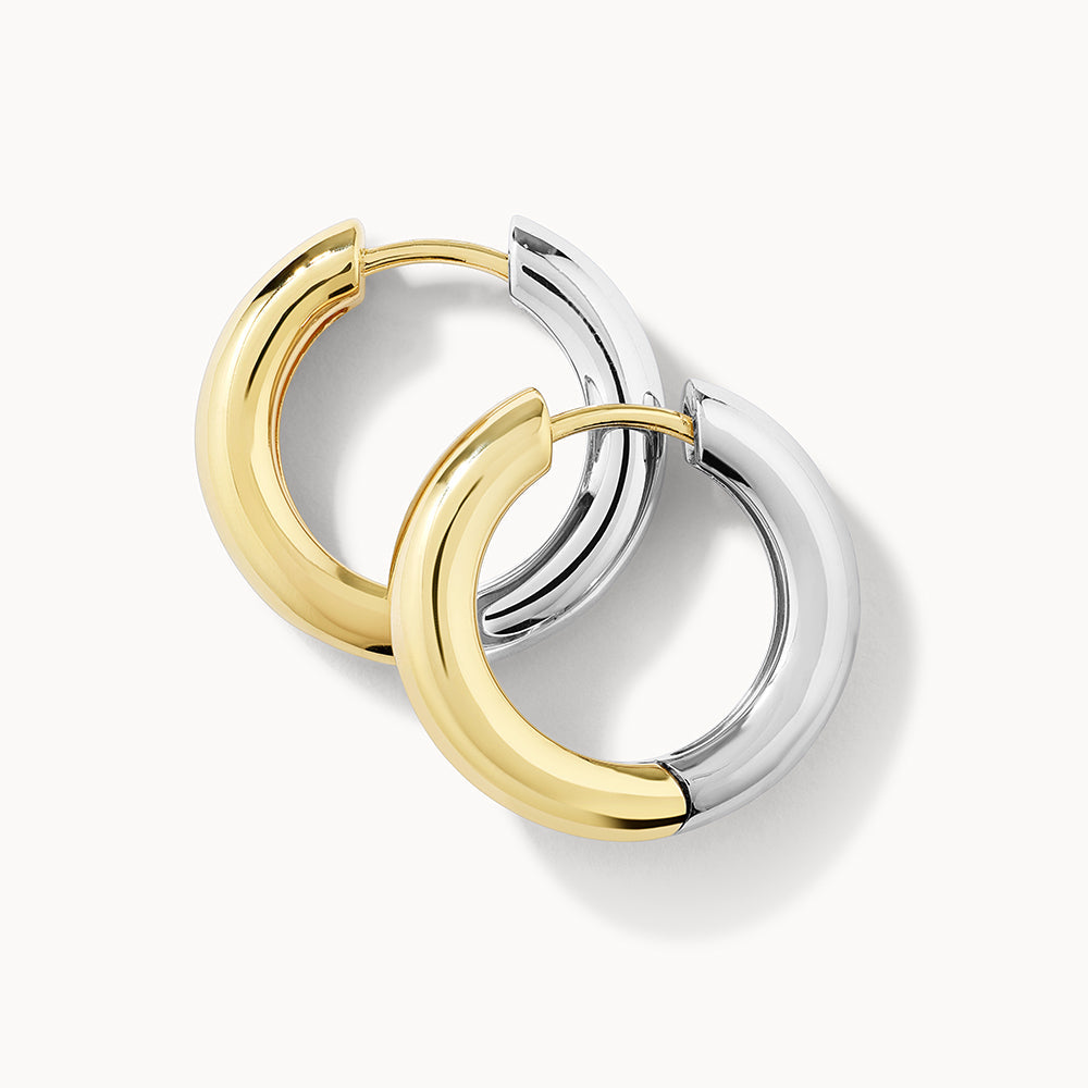 Stylish Midi Mixed Metal Reversible Hoop Earrings in Gold - Perfect for Everyday Wear, Parties & Special Occasions