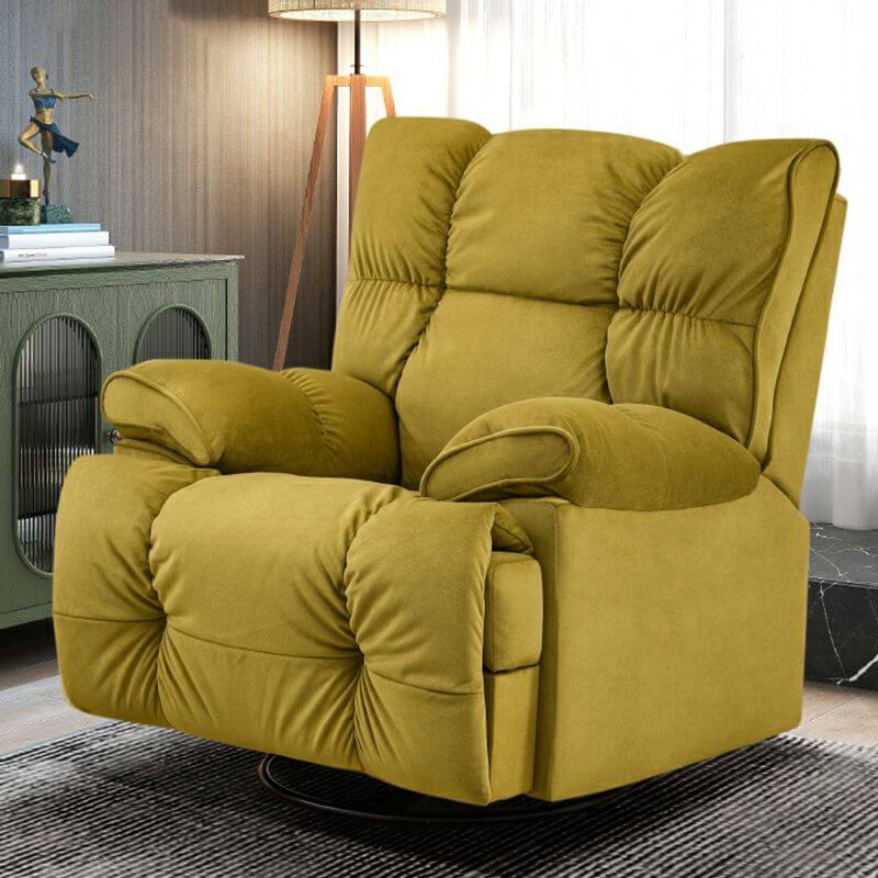 Tufted Flannel Upholstered Rocking Chair with Black Metal Legs - Modern Stylish Comfortable Nursery Living Room Accent Chair for Home Decor & Relaxation