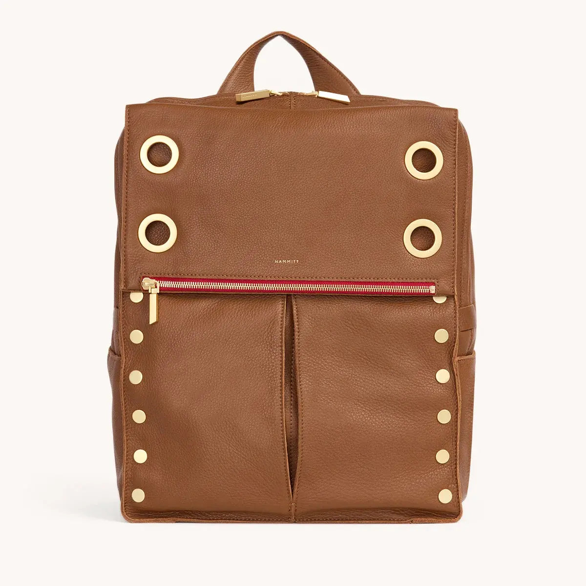 Premium Montana Backpack - XL Size with Mahogany Pebble Leather & Brushed Gold Red Zipper - Stylish Durable Travel Backpack for Hiking, Camping & Outdoor Adventures