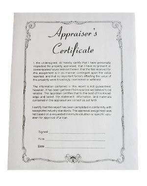 Appraiser's Certificate - 50 Pack | Professional Property & Real Estate Appraisal Forms | Ideal for Home Inspectors, Real Estate Agents & Loan Officers