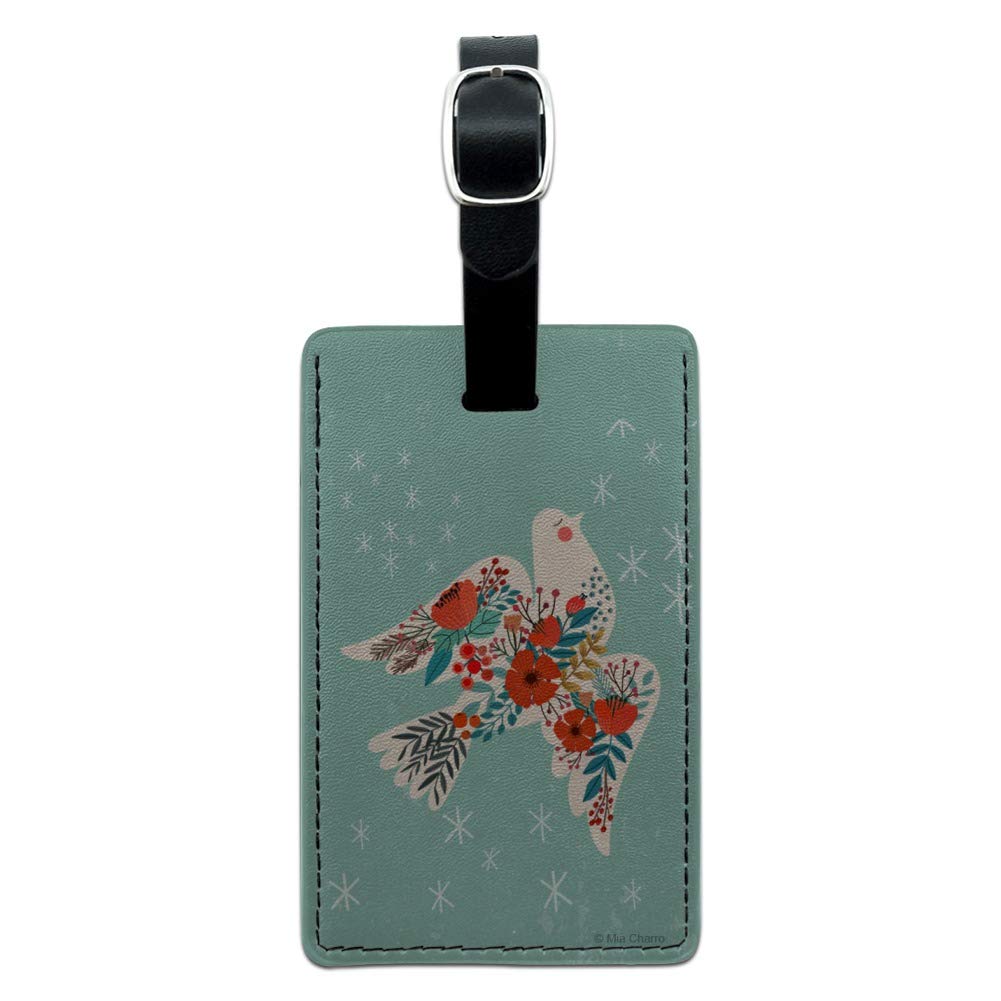 Christmas Peace Dove Rectangle Leather Luggage Tag - Durable Carry-On ID Tag for Suitcases & Travel Bags | Perfect for Holiday Travel, Business Trips & Vacation Identification