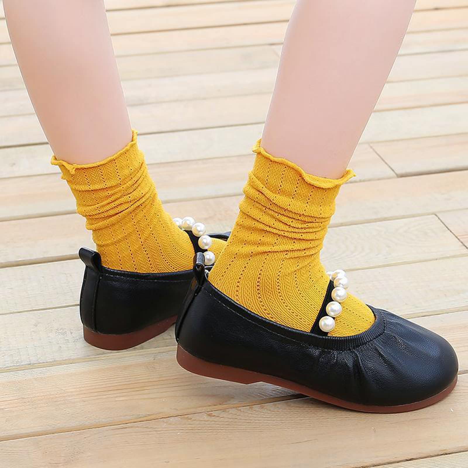 Black Princess Flats for Toddler Girls - Size 7 (5 Years) | Comfortable Party, School & Wedding Shoes for Little Girls - Perfect for Special Occasions & Everyday Wear