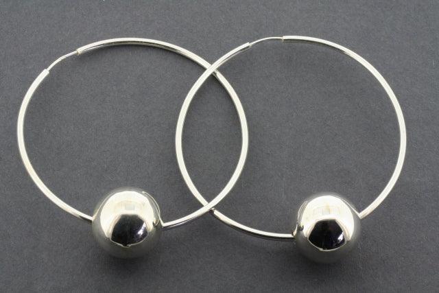 Large Hoop Earrings with Ball Charm - Sterling Silver Jewelry for Women, Perfect for Parties & Everyday Wear
